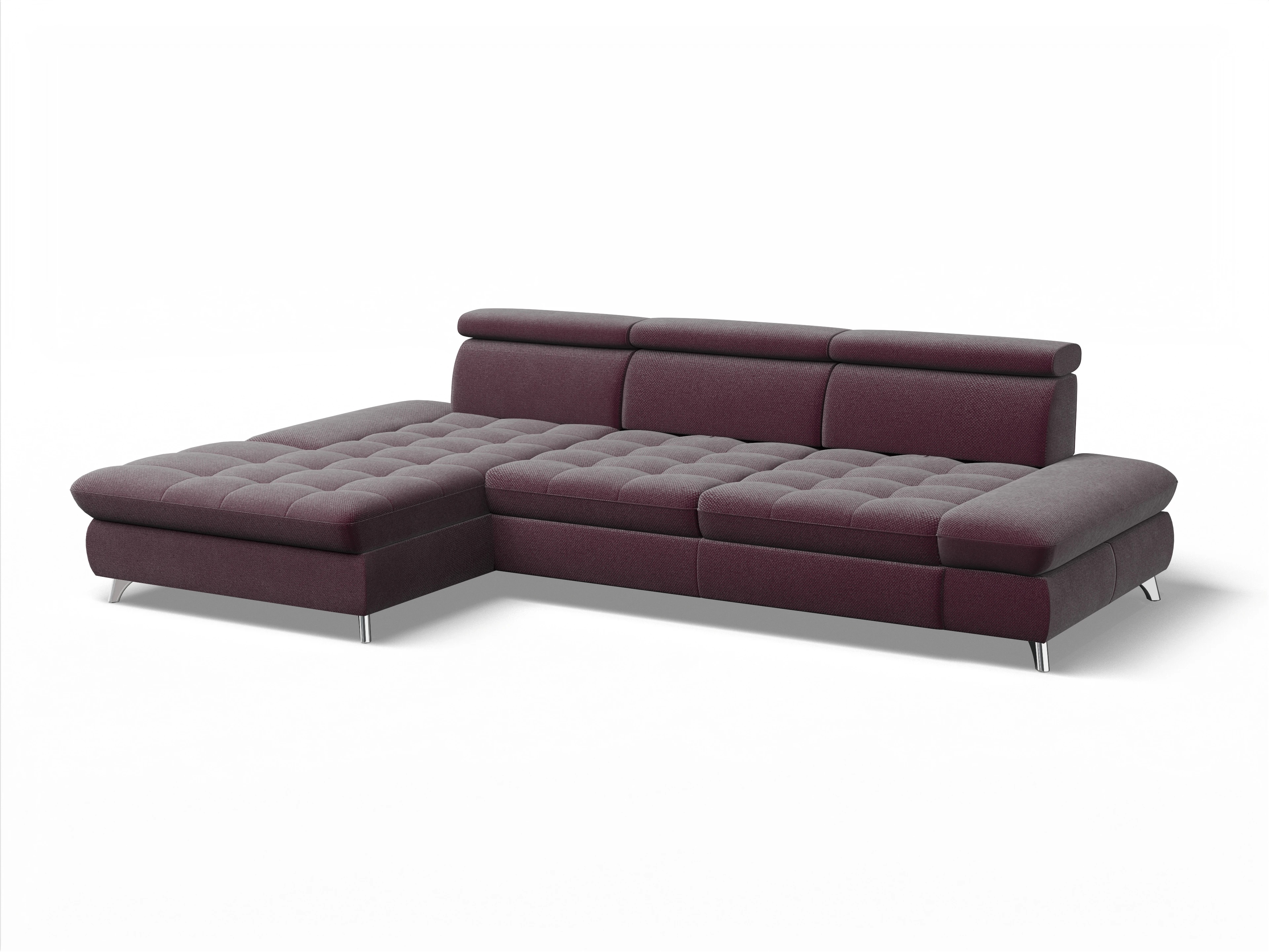 Ansicht des Produktes Memphis Stoff Ecksofa links Abschluss offen in Stoff Rot