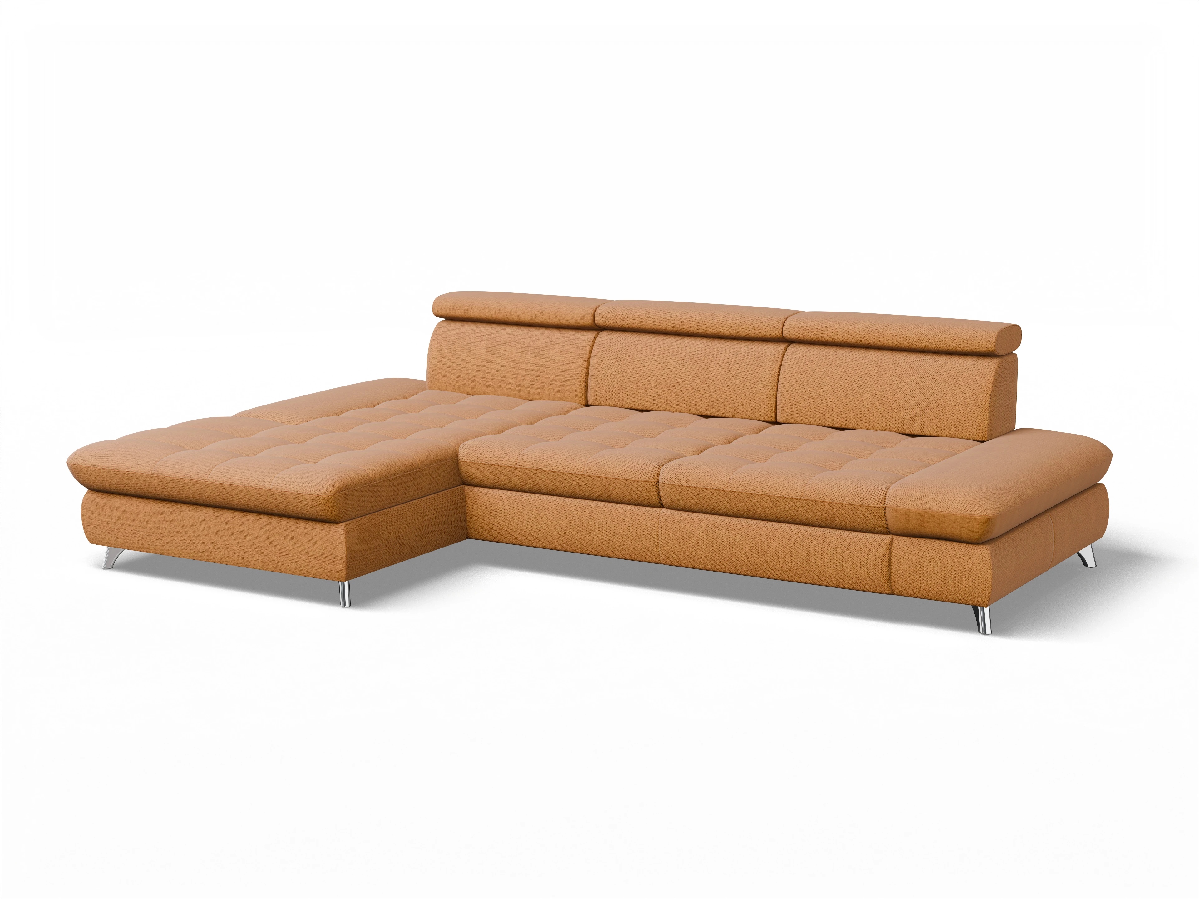 Ansicht des Produktes Memphis Stoff Ecksofa links Abschluss offen in Stoff Gelb