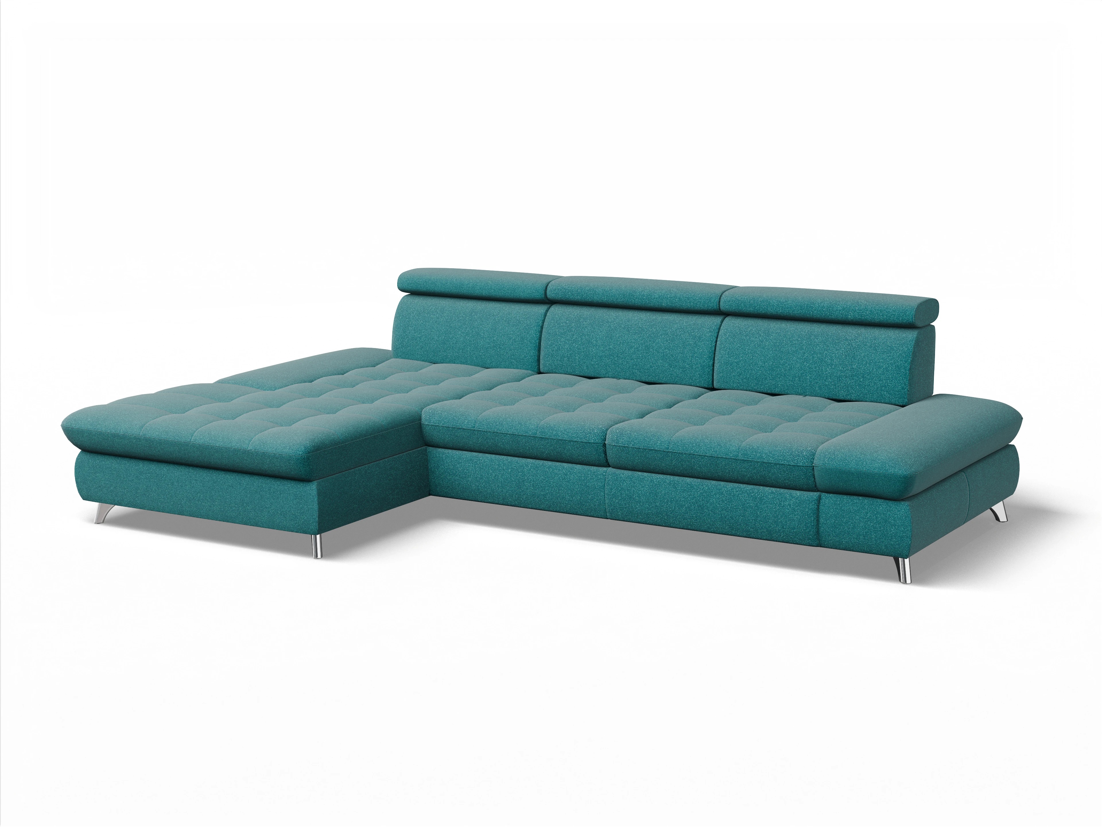 Ansicht des Produktes Memphis Stoff Ecksofa links Abschluss offen in Stoff Gelb