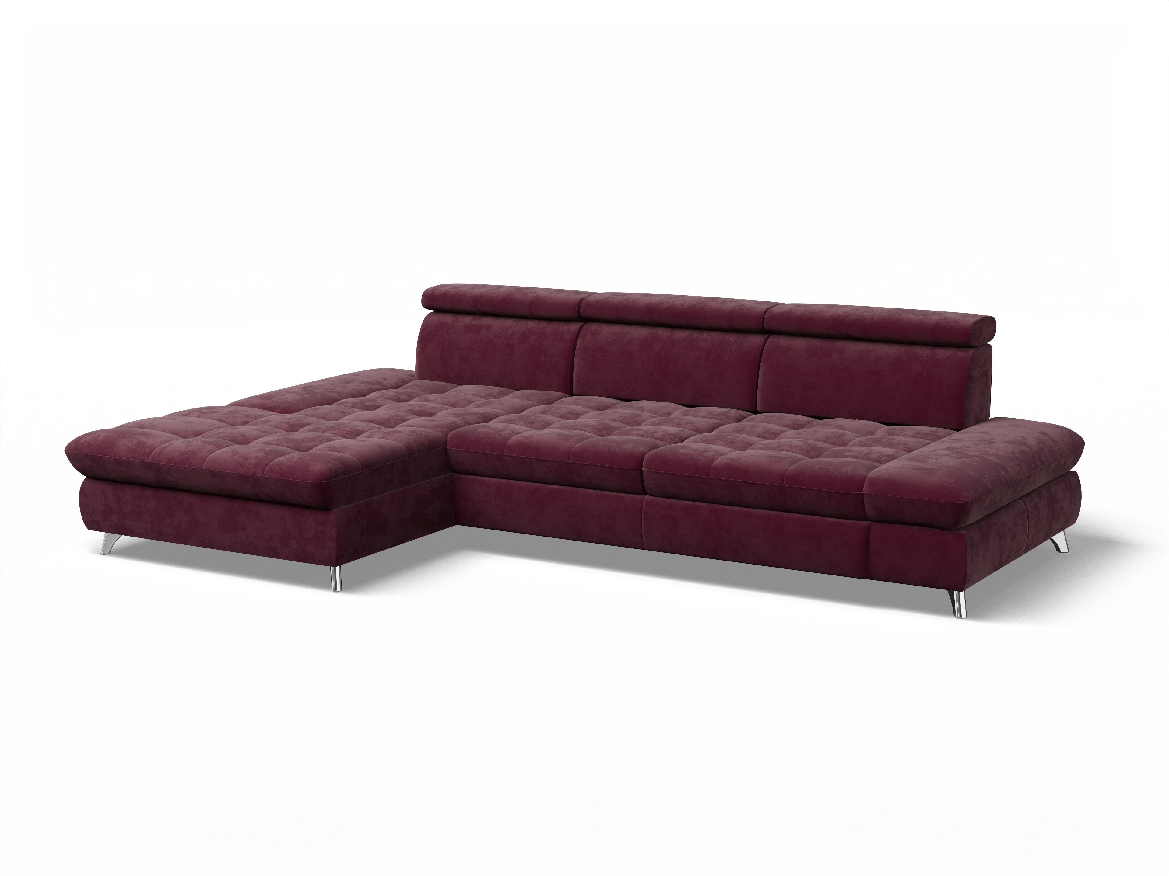 Ansicht des Produktes Memphis Stoff Ecksofa links Abschluss offen in Stoff Rot