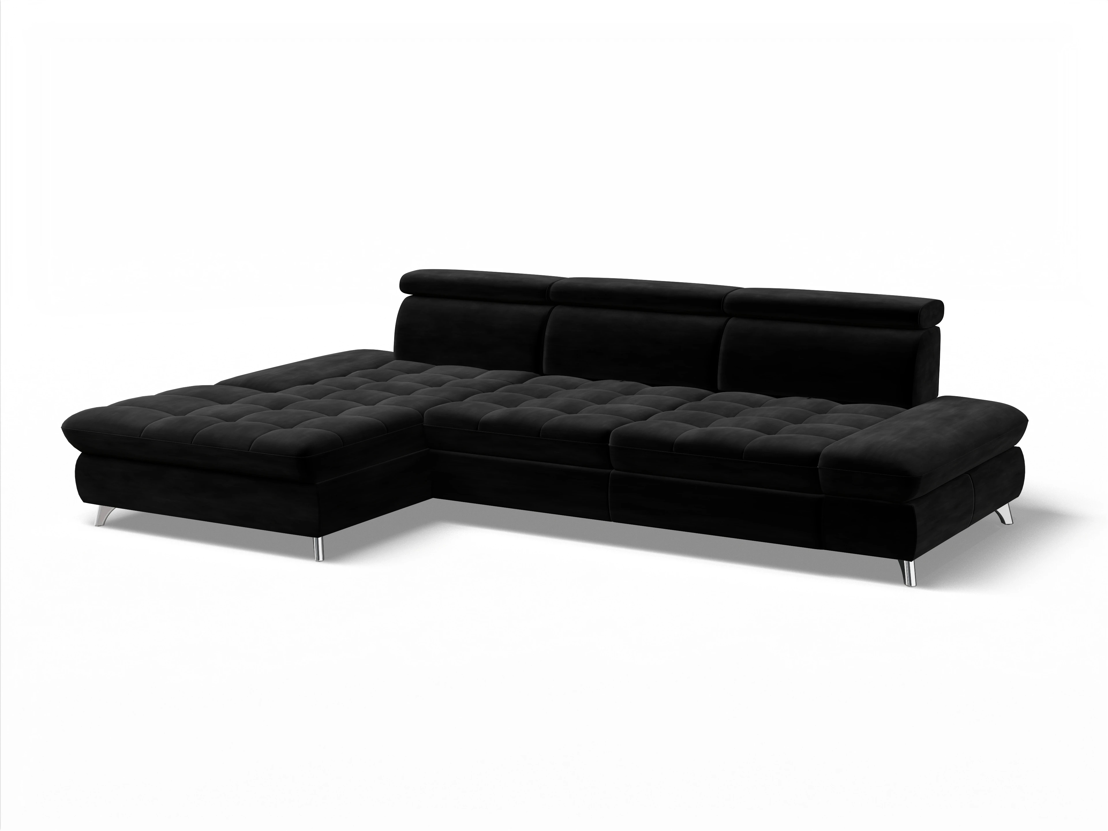 Ansicht des Produktes Memphis Stoff Ecksofa links Abschluss offen in Stoff Schwarz
