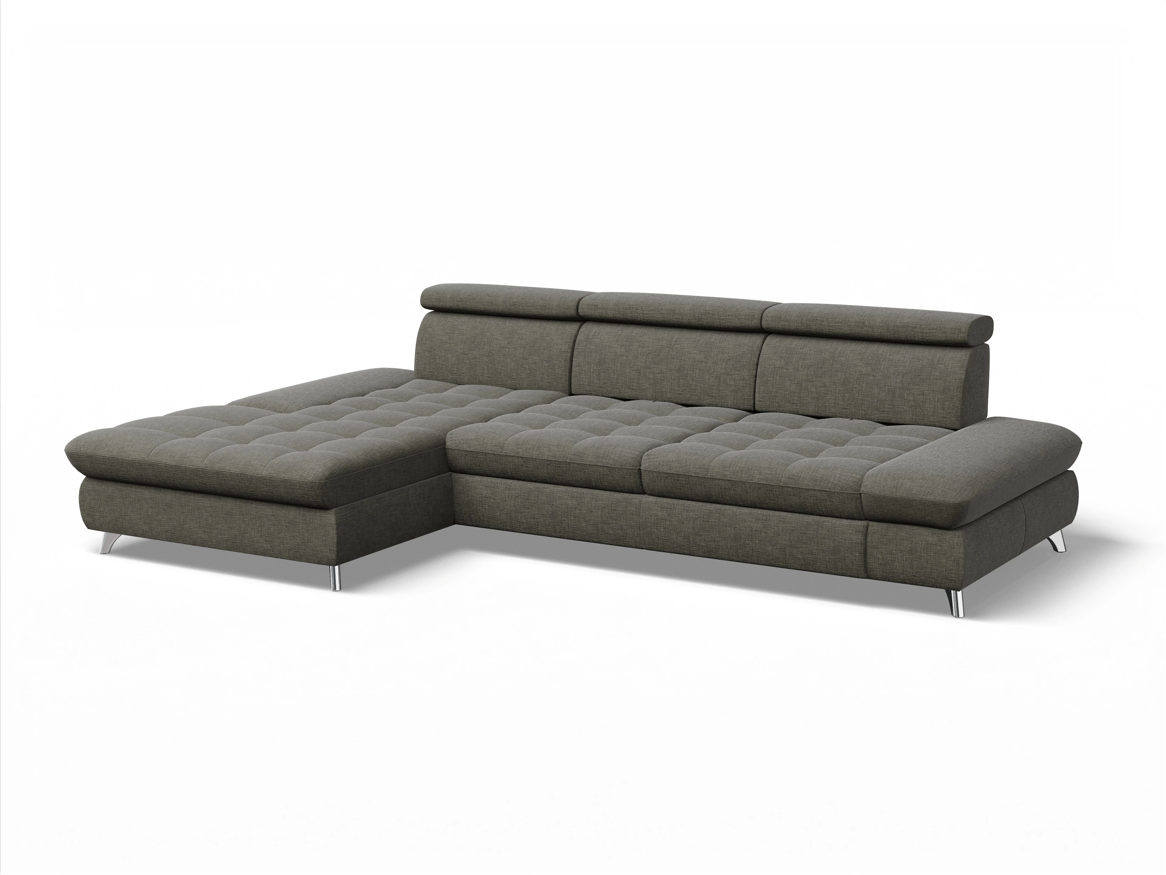 Ansicht des Produktes Memphis Stoff Ecksofa links Abschluss offen in Stoff Braun