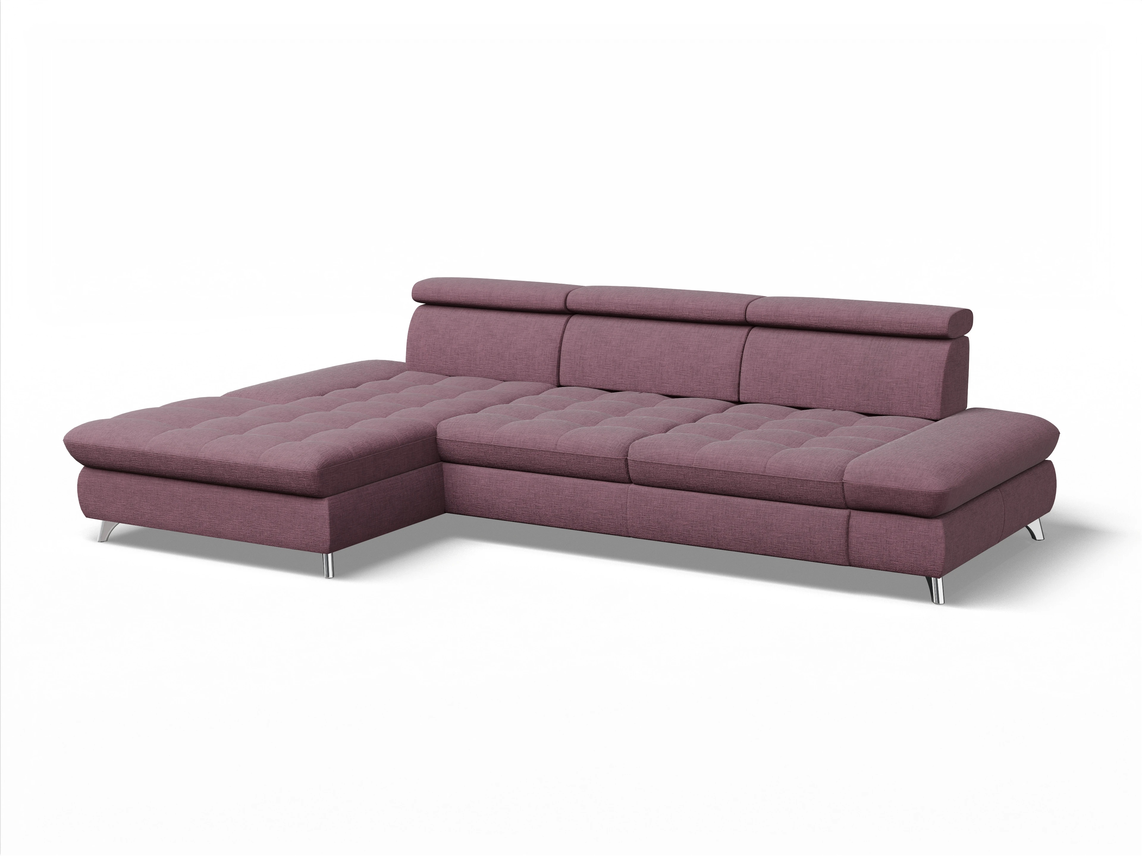 Ansicht des Produktes Memphis Stoff Ecksofa links Abschluss offen in Stoff Rot