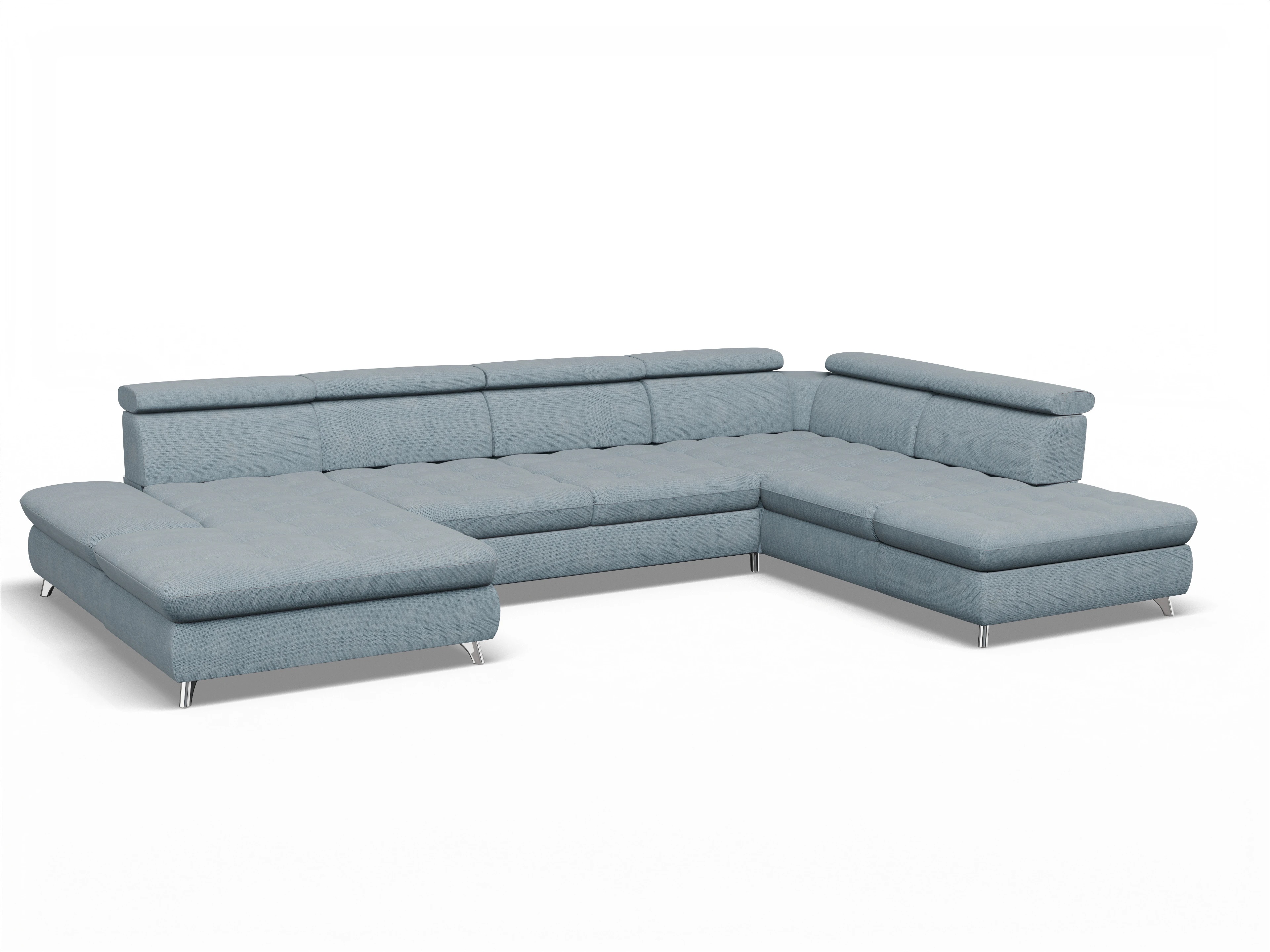 Ansicht des Produktes Memphis Stoff Wohnlandschaft offen beidseitig in Stoff Blau