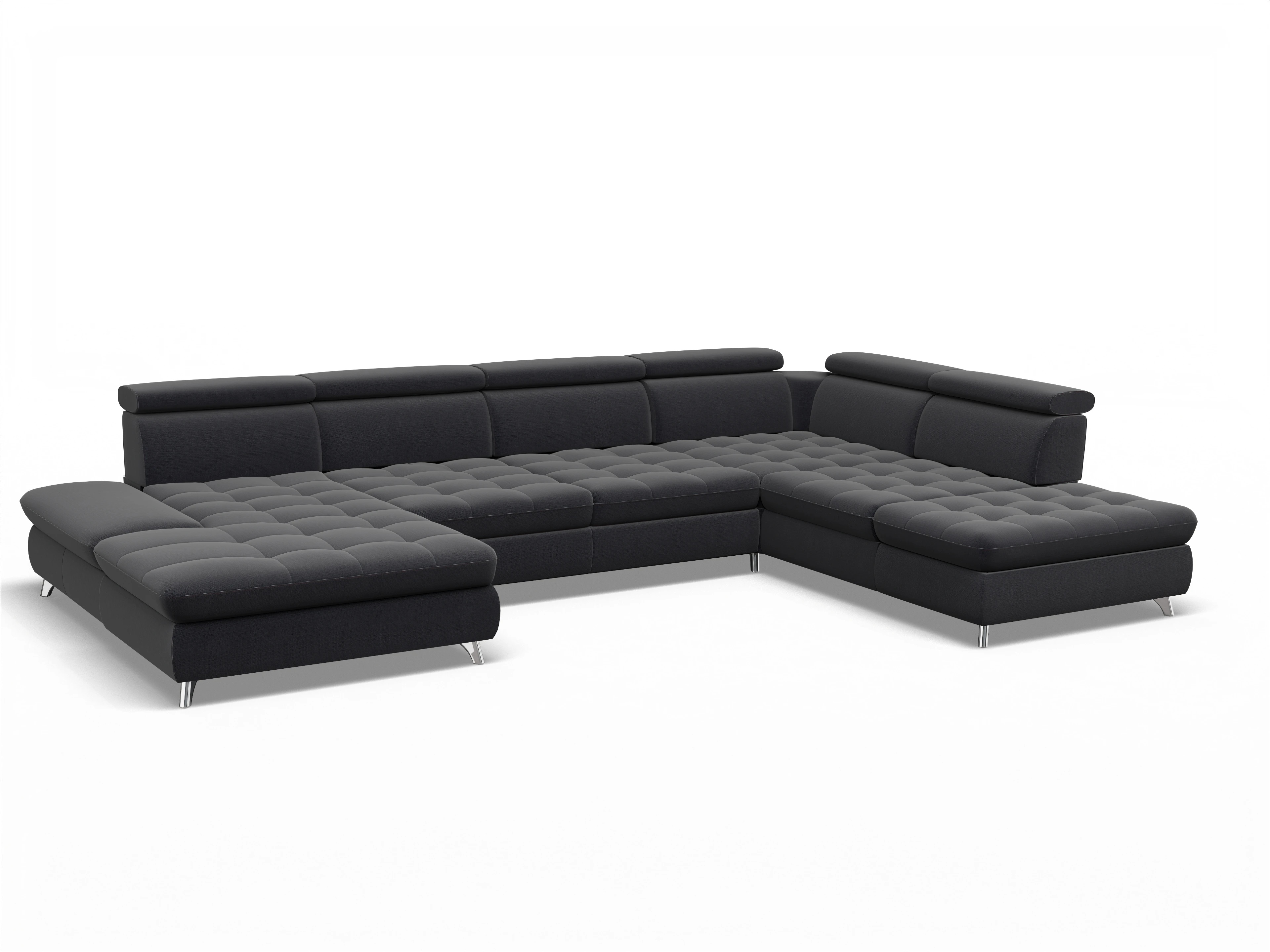 Ansicht des Produktes Memphis Stoff Wohnlandschaft offen beidseitig in Stoff Blau