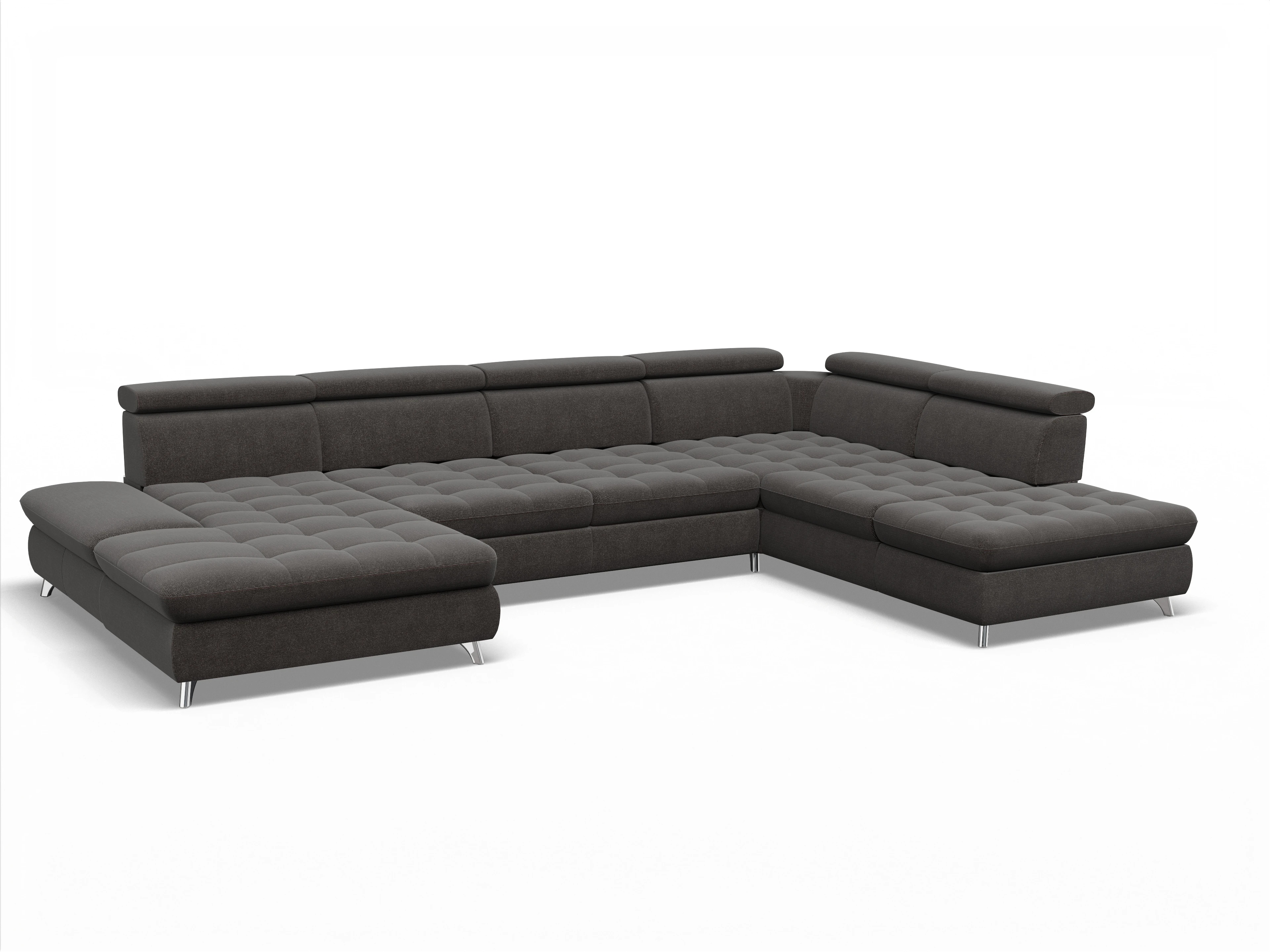 Ansicht des Produktes Memphis Stoff Wohnlandschaft offen beidseitig in Stoff Grau