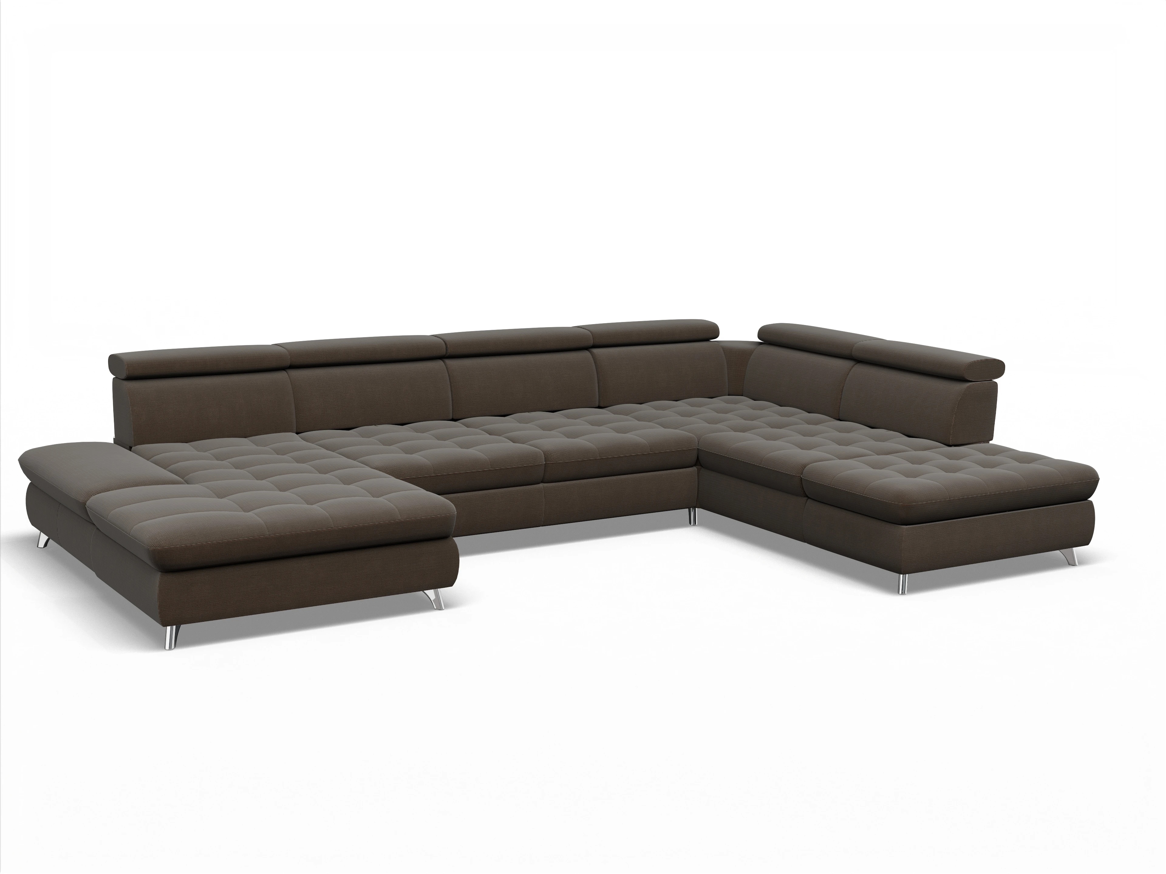 Ansicht des Produktes Memphis Stoff Wohnlandschaft offen beidseitig in Stoff Braun