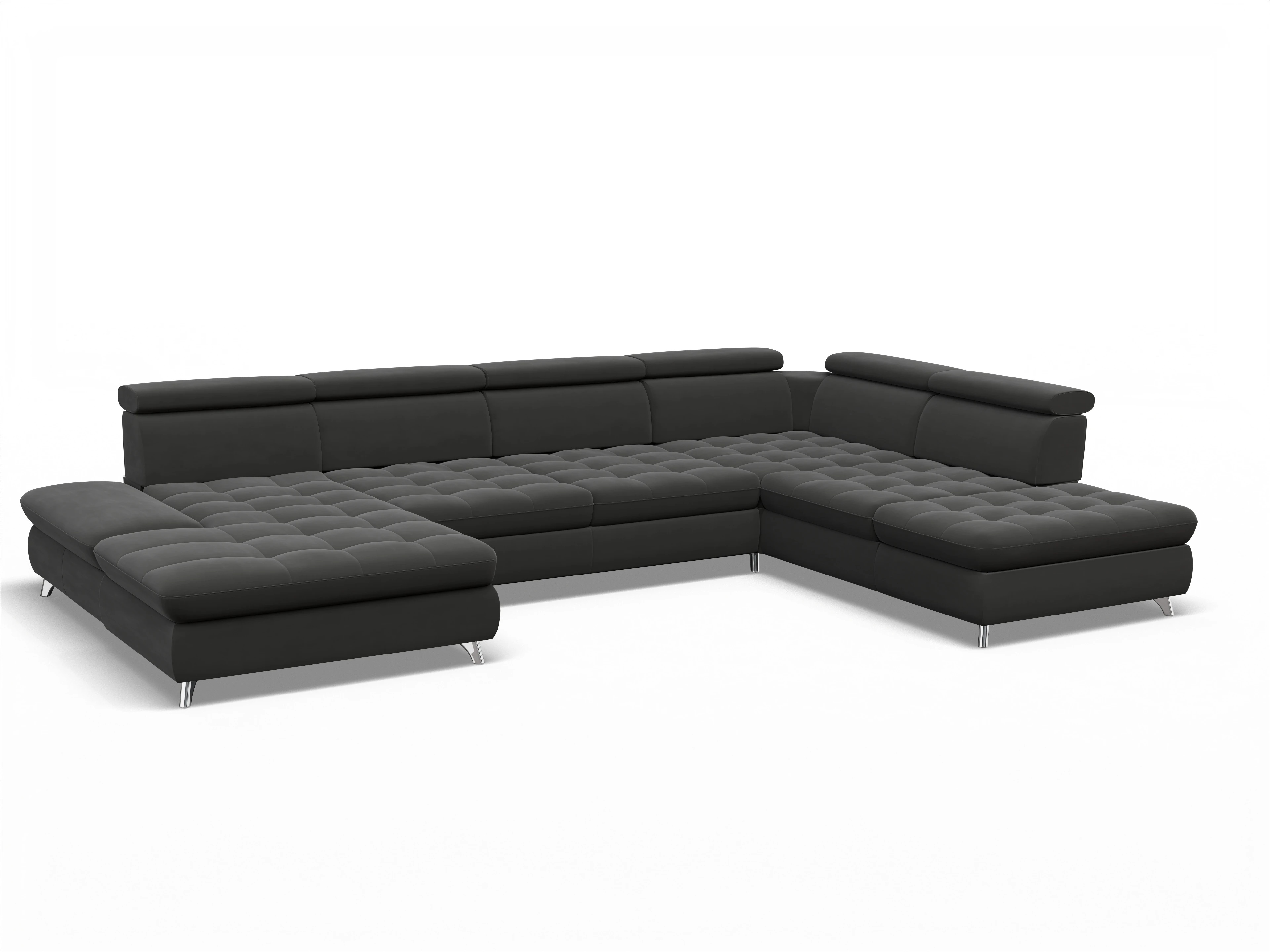 Ansicht des Produktes Memphis Stoff Wohnlandschaft offen beidseitig in Stoff Grau