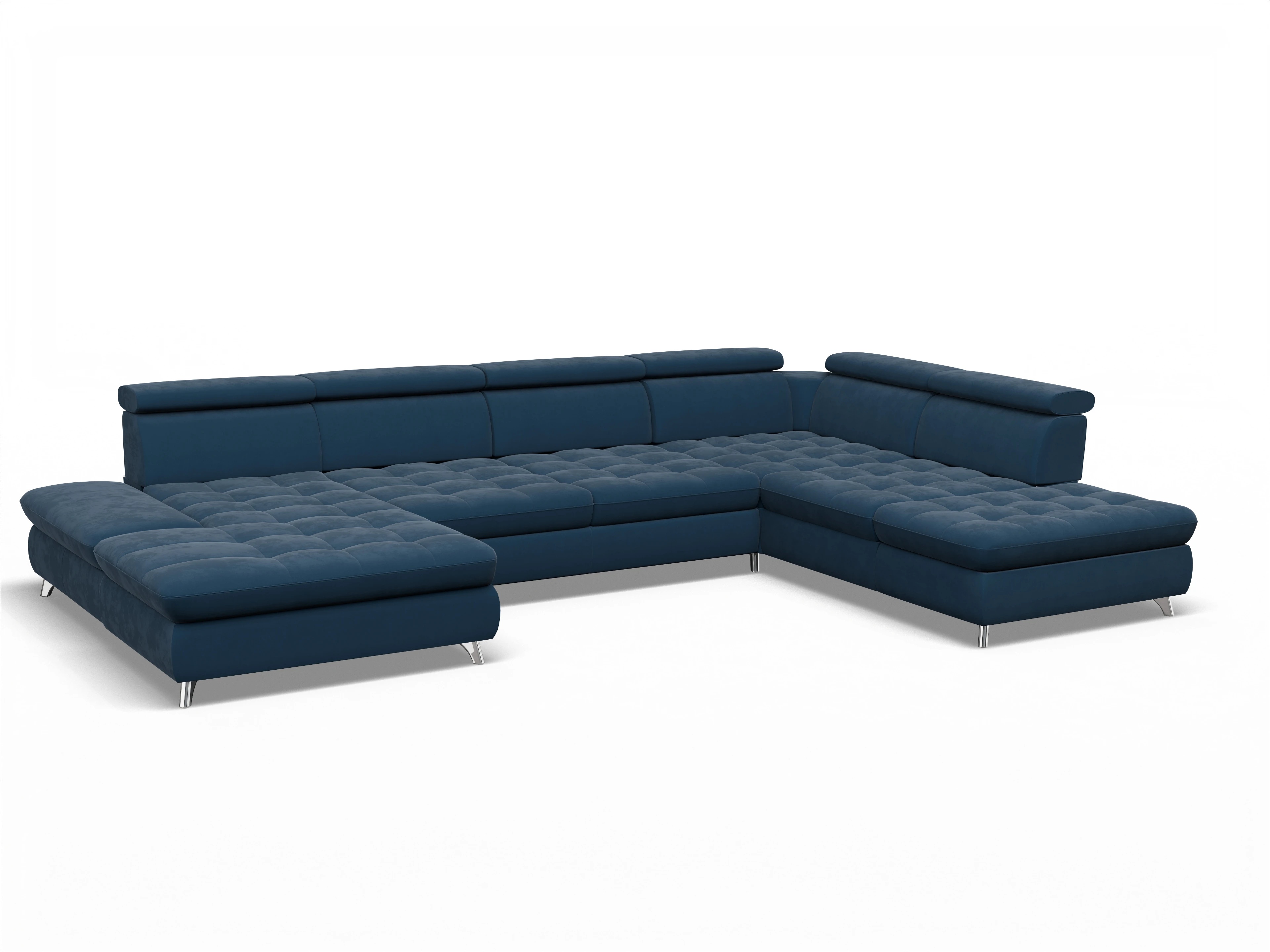 Ansicht des Produktes Memphis Stoff Wohnlandschaft offen beidseitig in Stoff Blau