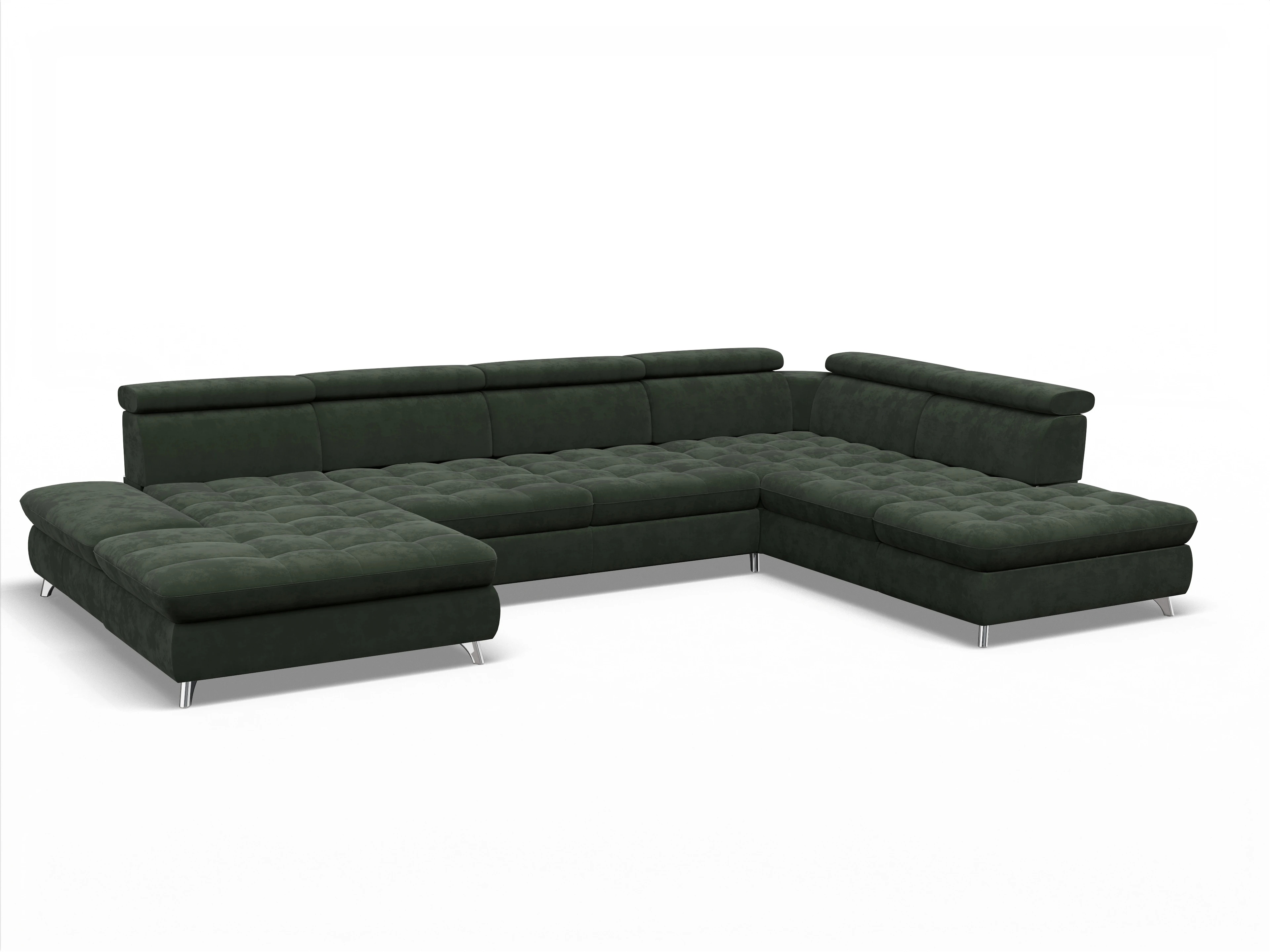 Ansicht des Produktes Memphis Stoff Wohnlandschaft offen beidseitig in Stoff Grün