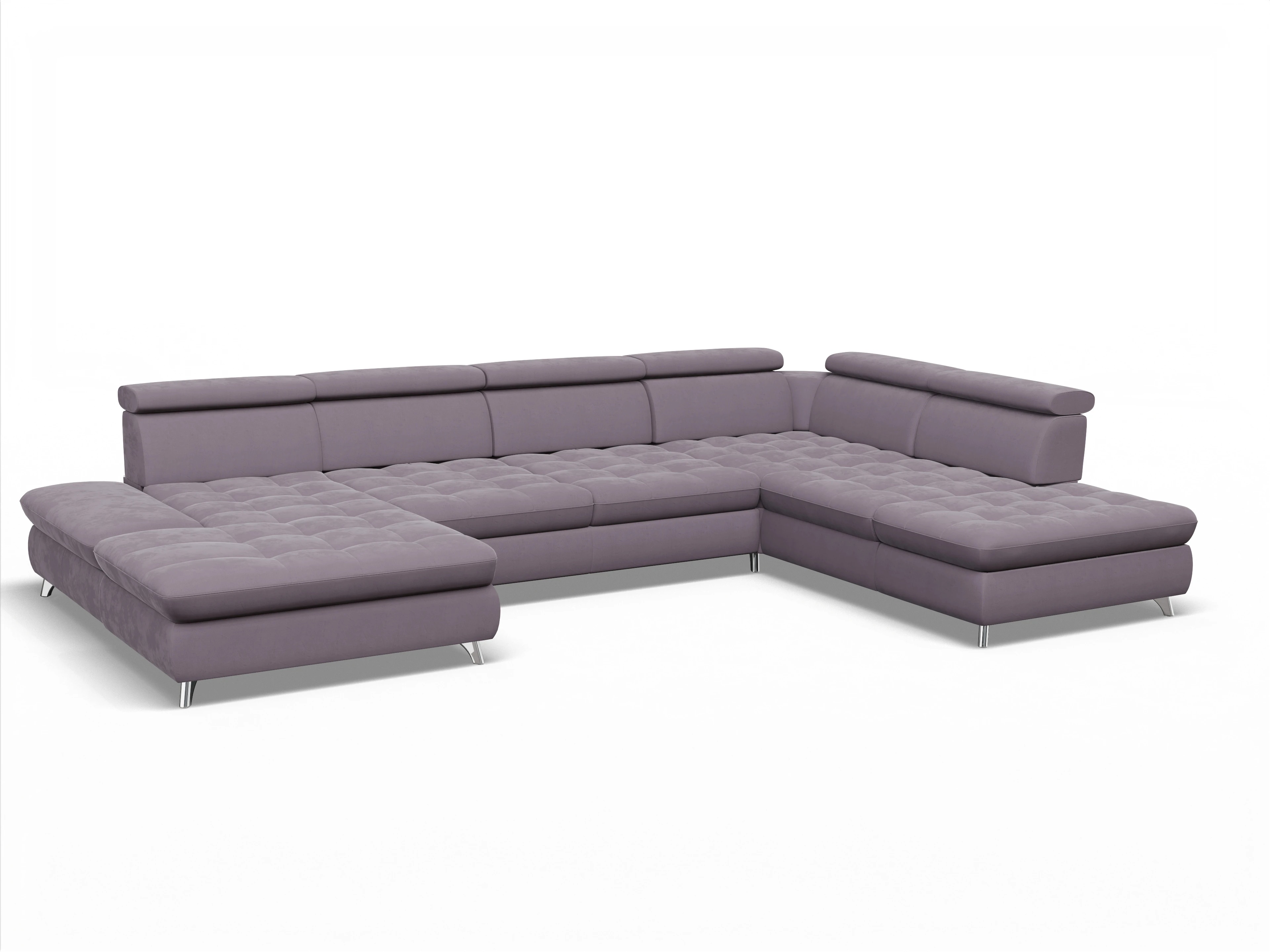 Ansicht des Produktes Memphis Stoff Wohnlandschaft offen beidseitig in Stoff Lila