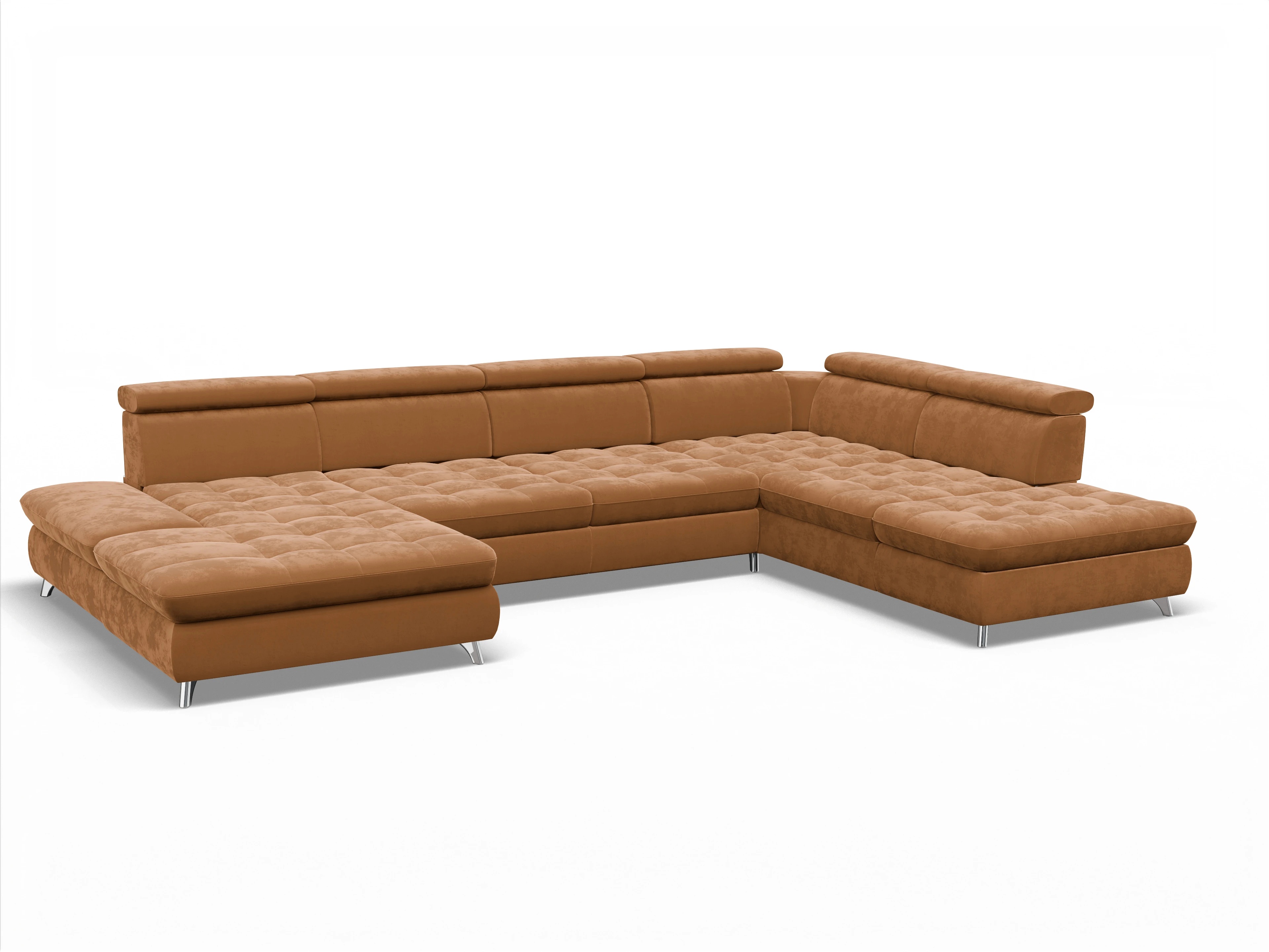 Ansicht des Produktes Memphis Stoff Wohnlandschaft offen beidseitig in Stoff Gelb