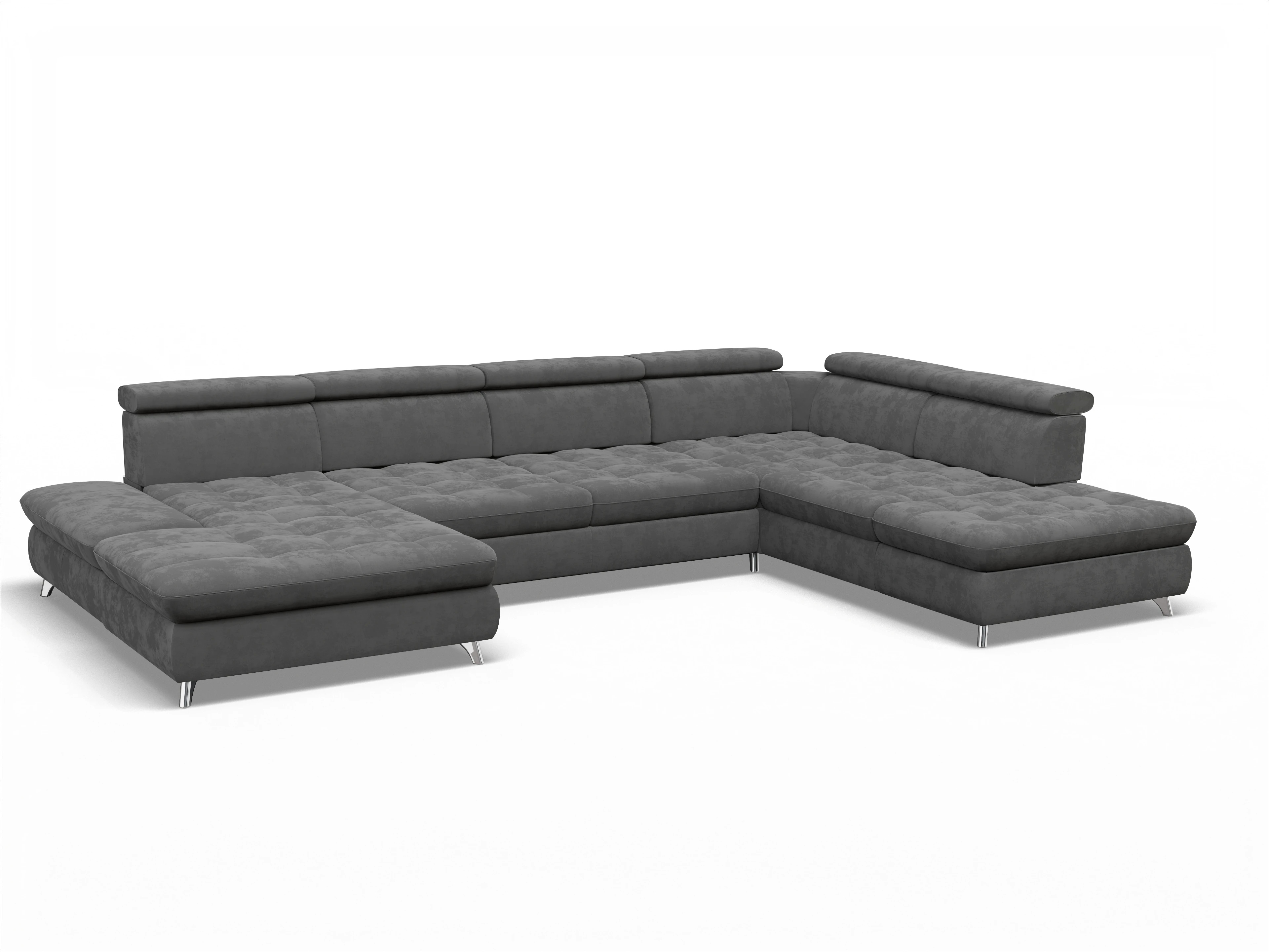 Ansicht des Produktes Memphis Stoff Wohnlandschaft offen beidseitig in Stoff Grau