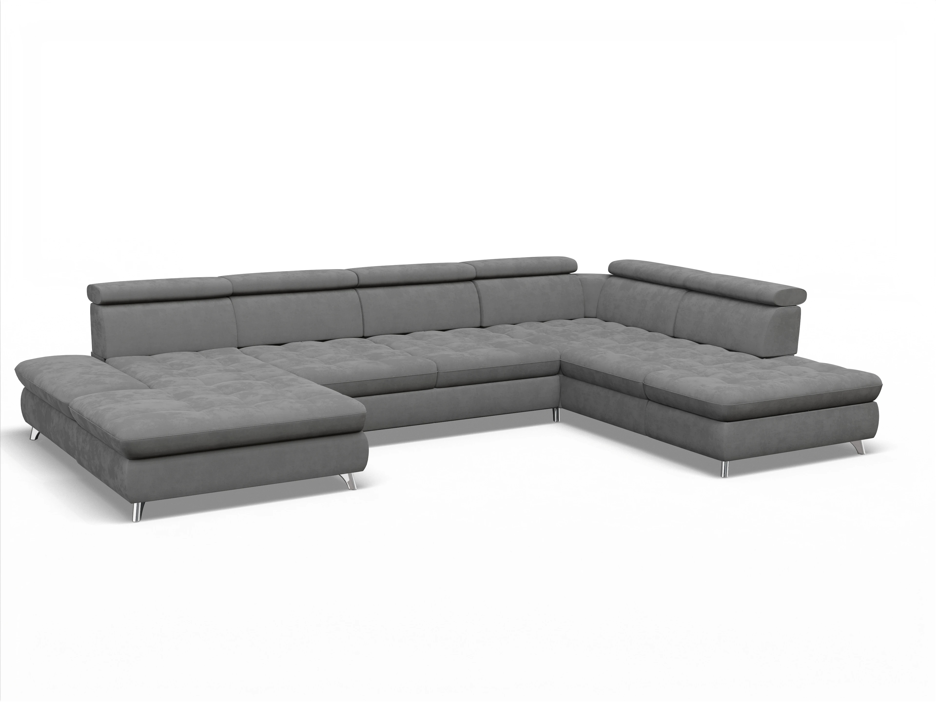Ansicht des Produktes Memphis Stoff Wohnlandschaft offen beidseitig in Stoff Grau