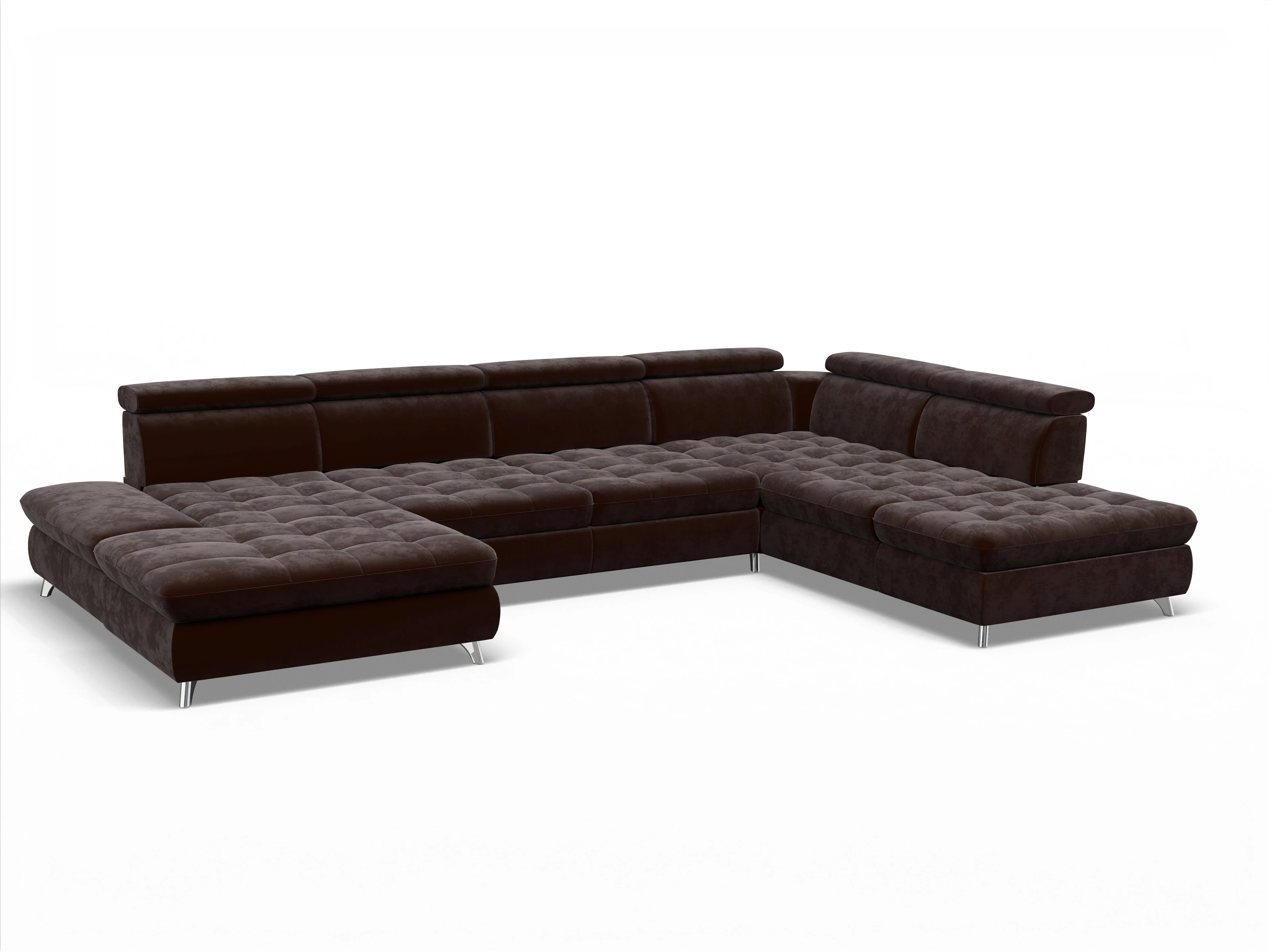 Ansicht des Produktes Memphis Stoff Wohnlandschaft offen beidseitig in Stoff Braun