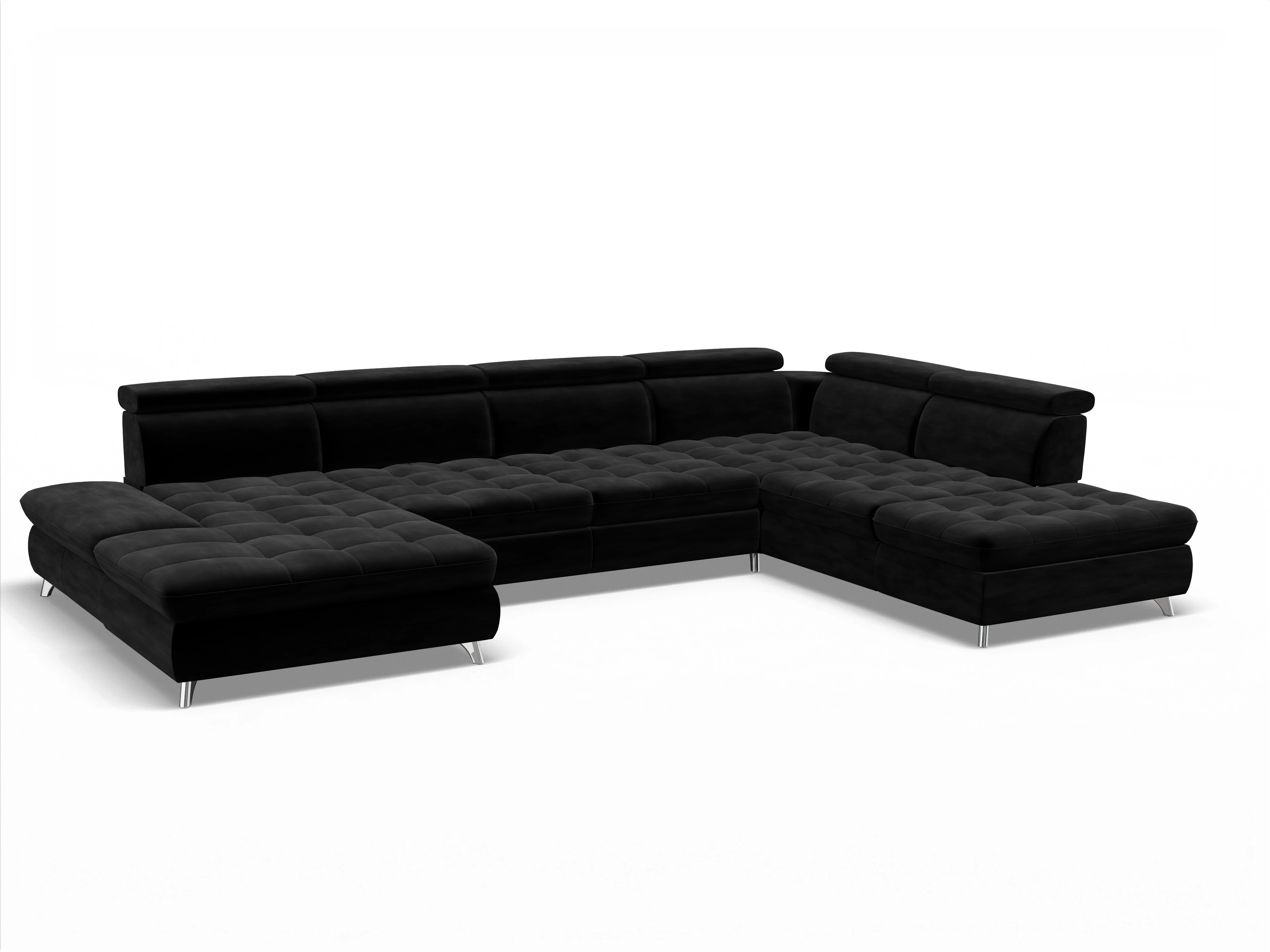 Ansicht des Produktes Memphis Stoff Wohnlandschaft offen beidseitig in Stoff Schwarz