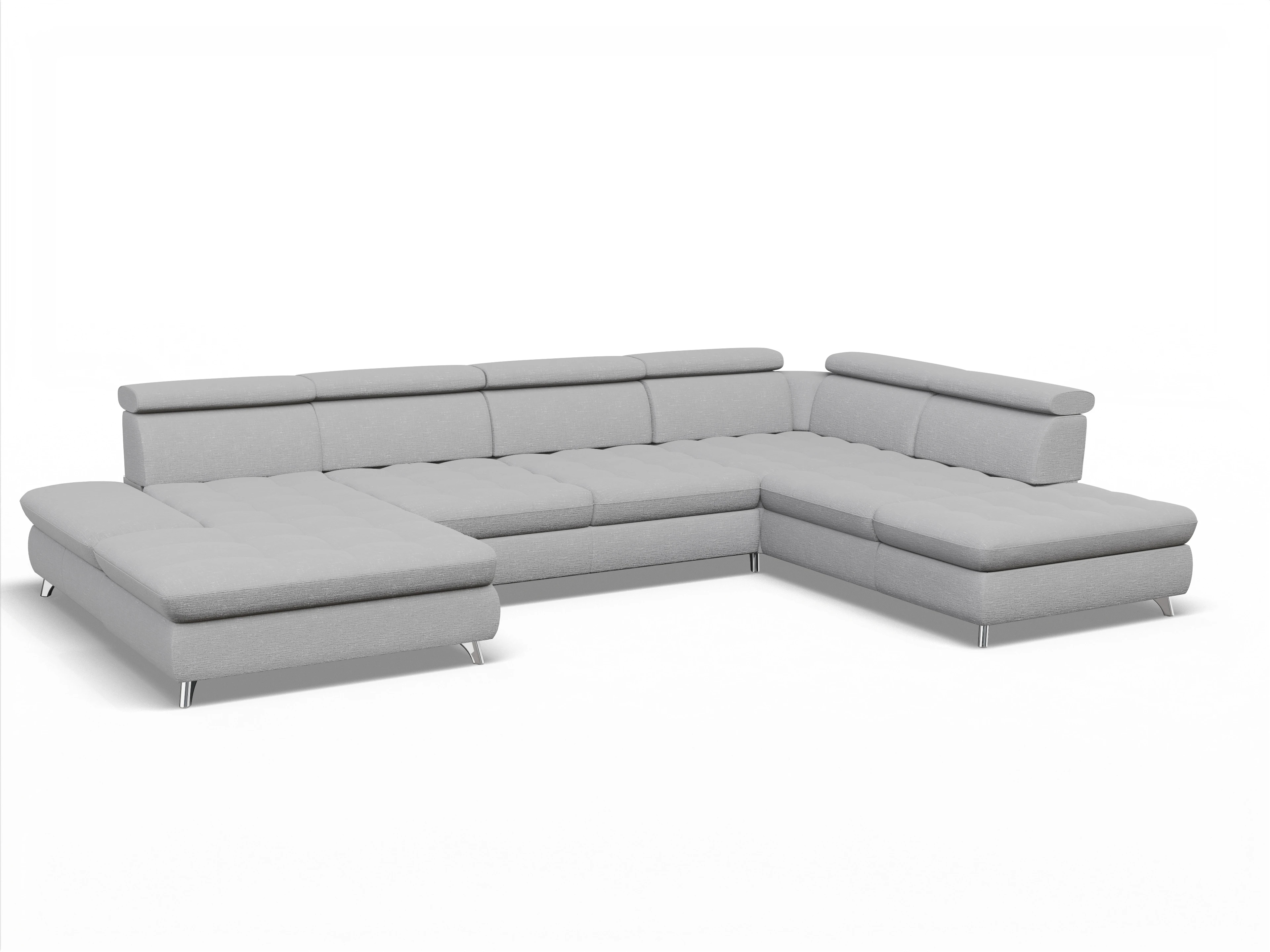 Ansicht des Produktes Memphis Stoff Wohnlandschaft offen beidseitig in Stoff Grau