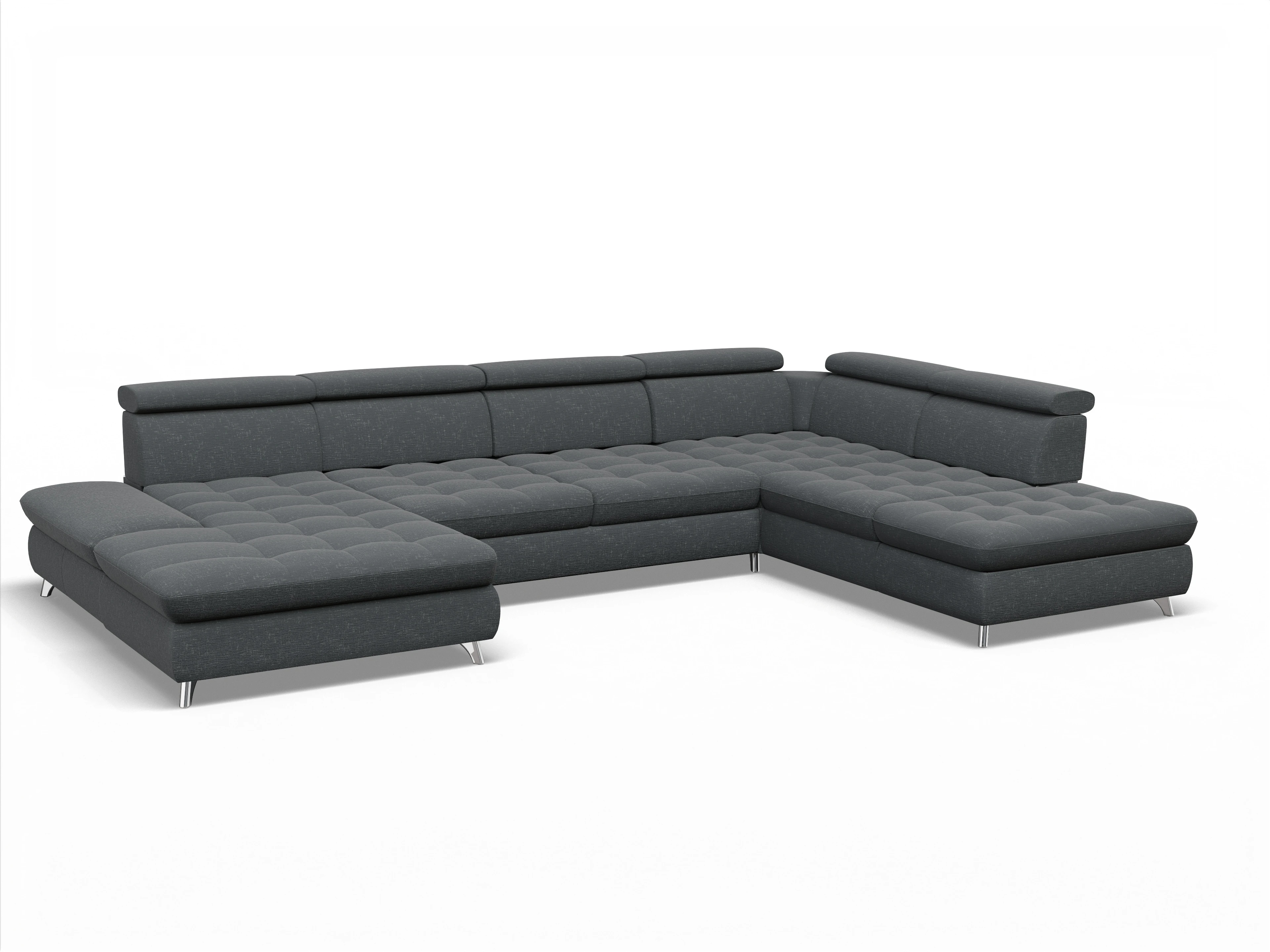 Ansicht des Produktes Memphis Stoff Wohnlandschaft offen beidseitig in Stoff Grau