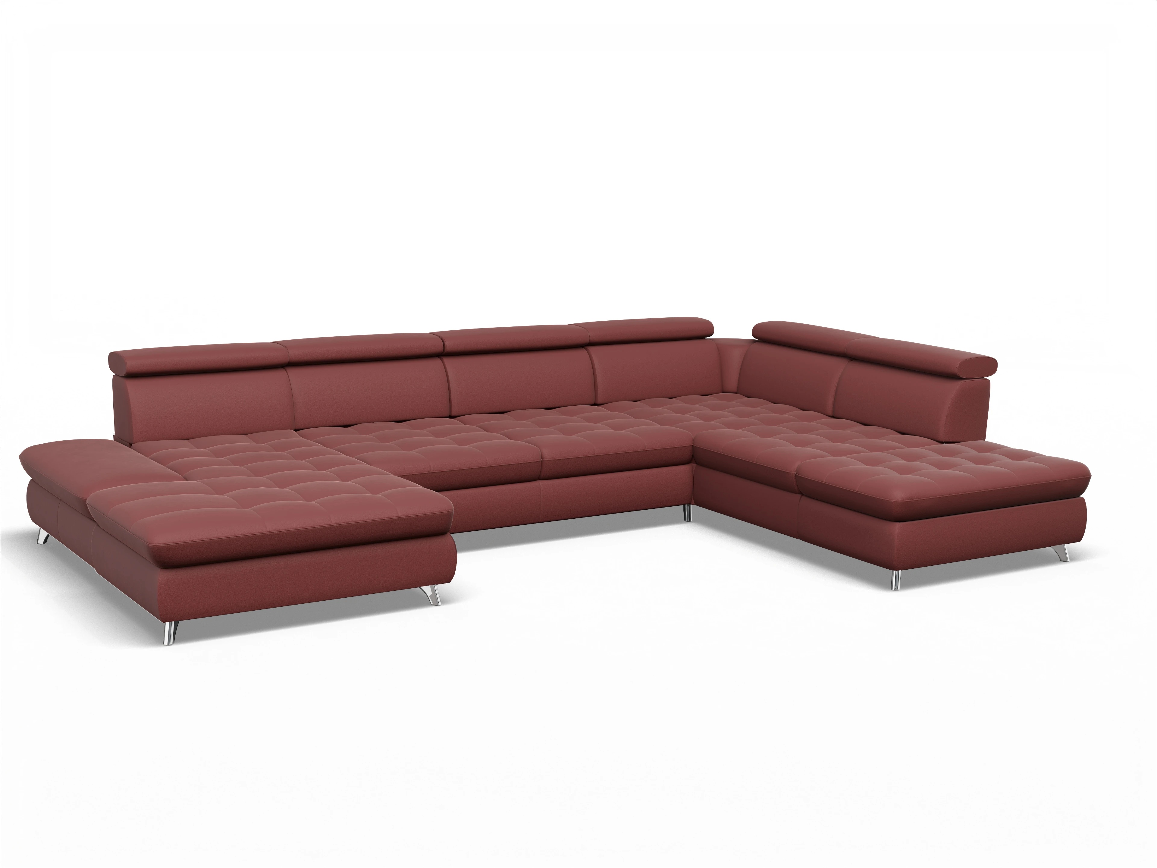 Ansicht des Produktes Memphis Stoff Wohnlandschaft offen beidseitig in Leder Rot