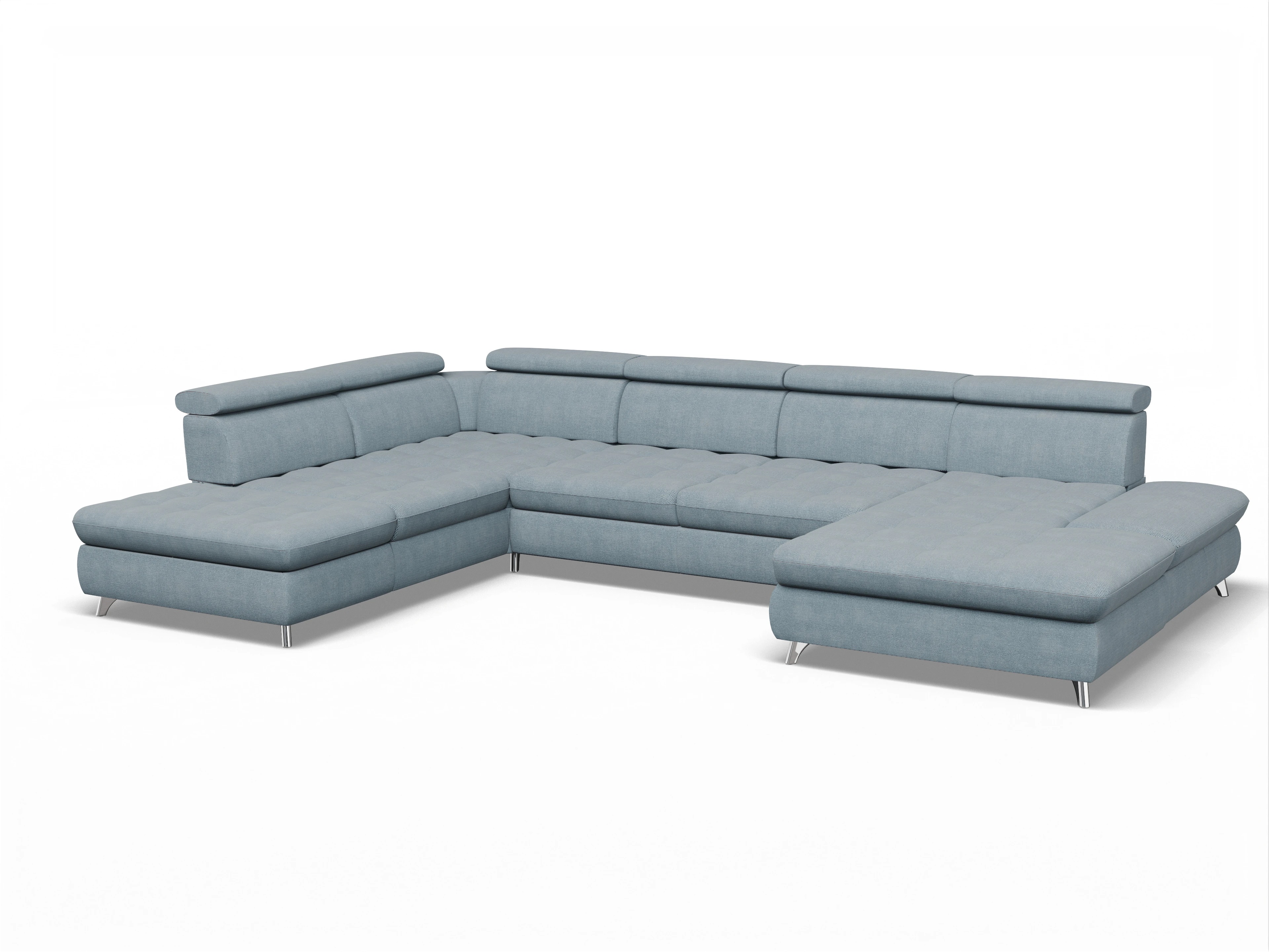 Ansicht des Produktes Memphis Stoff Wohnlandschaft offen beidseitig in Stoff Blau