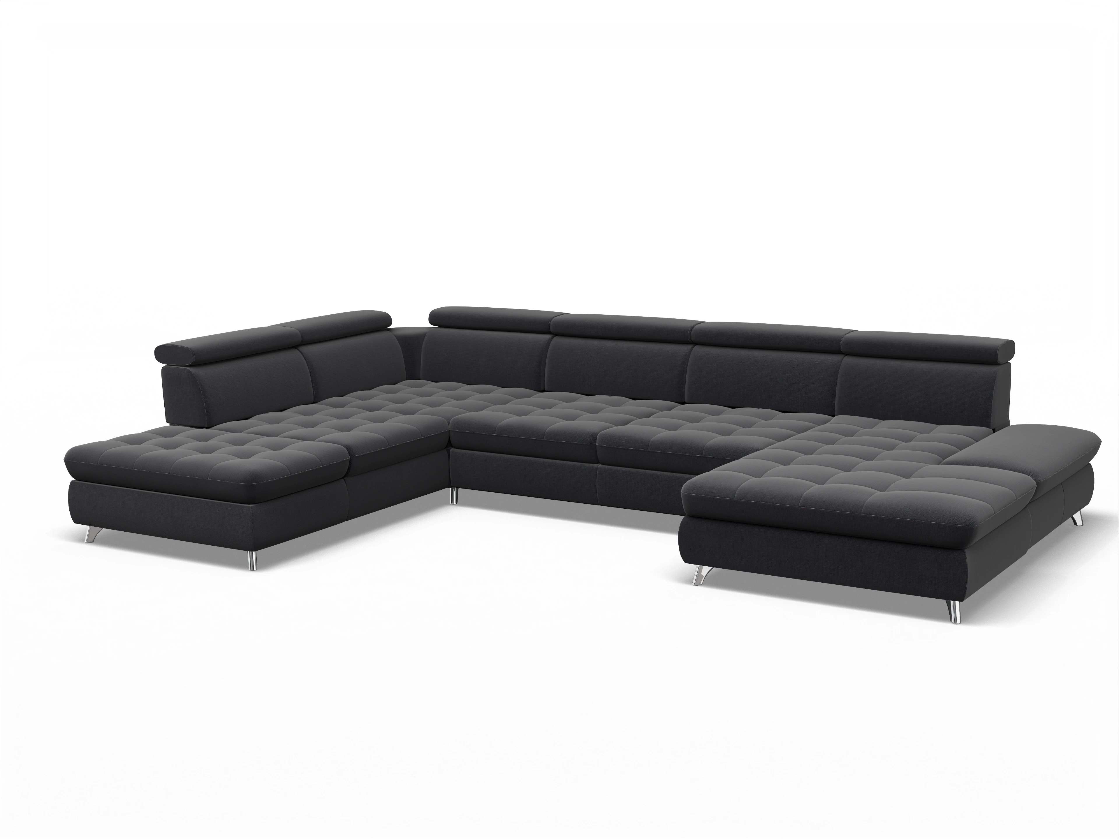 Ansicht des Produktes Memphis Stoff Wohnlandschaft offen beidseitig in Stoff Blau