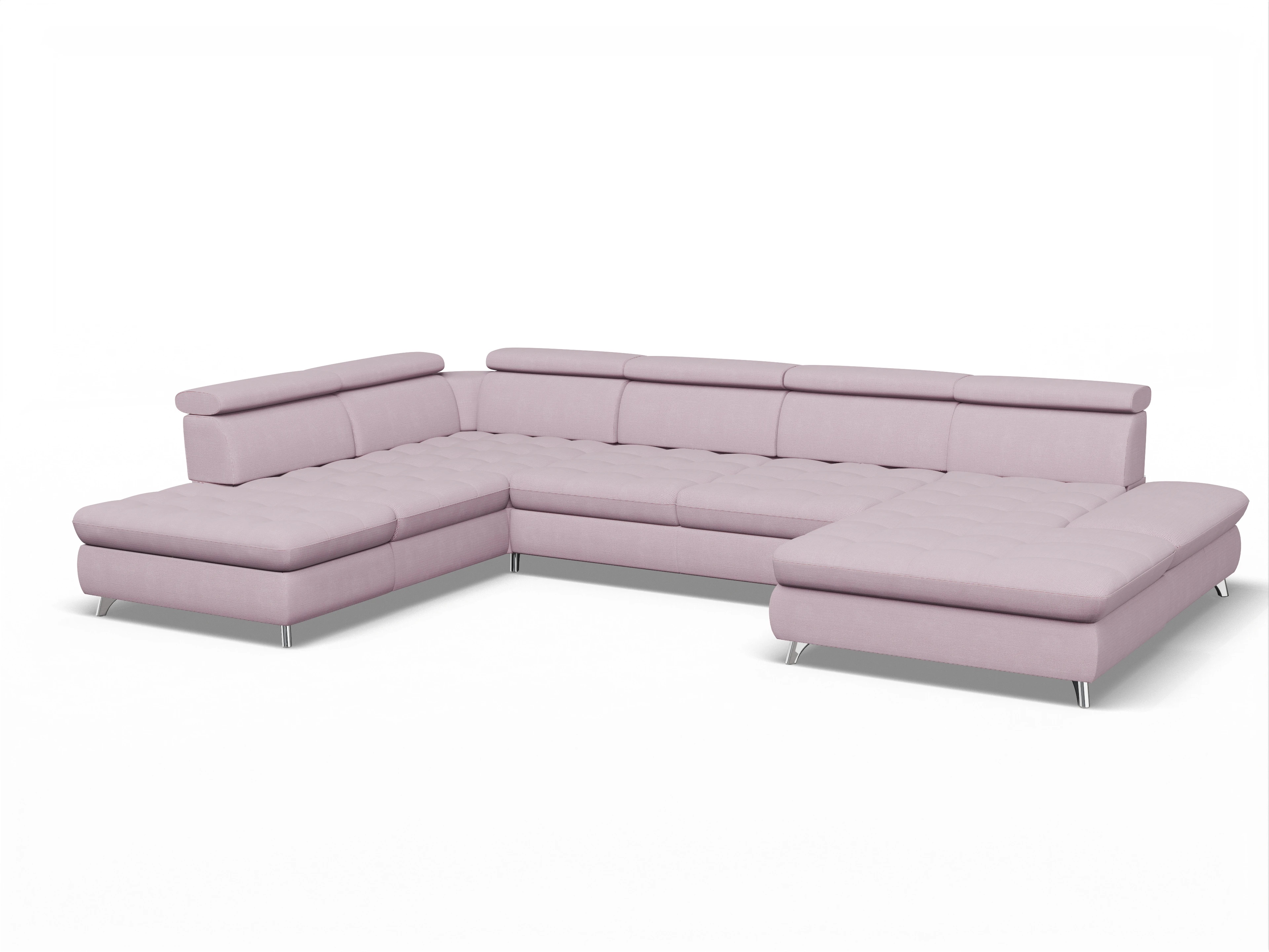Ansicht des Produktes Memphis Stoff Wohnlandschaft offen beidseitig in Stoff Rosa