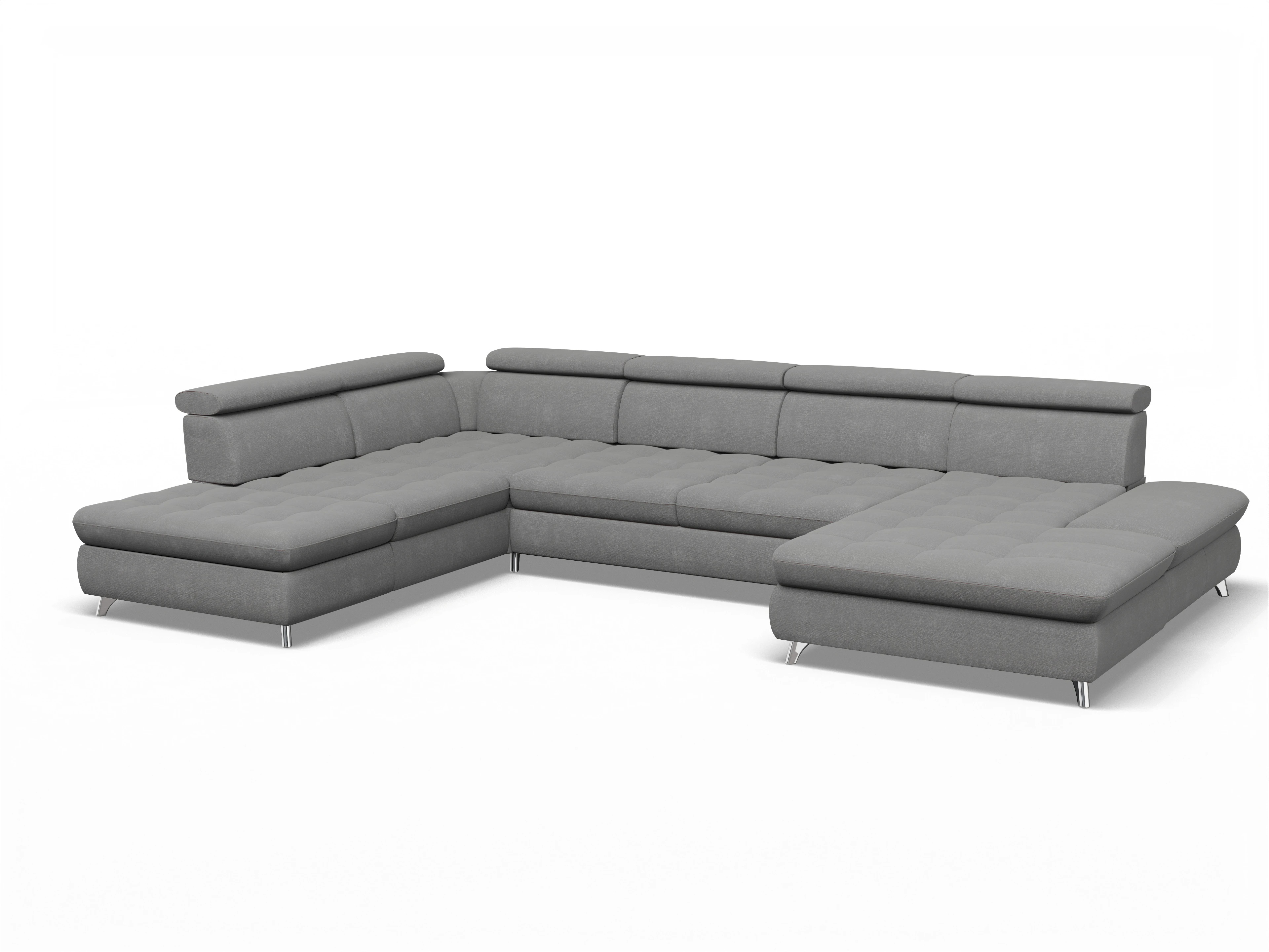 Ansicht des Produktes Memphis Stoff Wohnlandschaft offen beidseitig in Stoff Grau