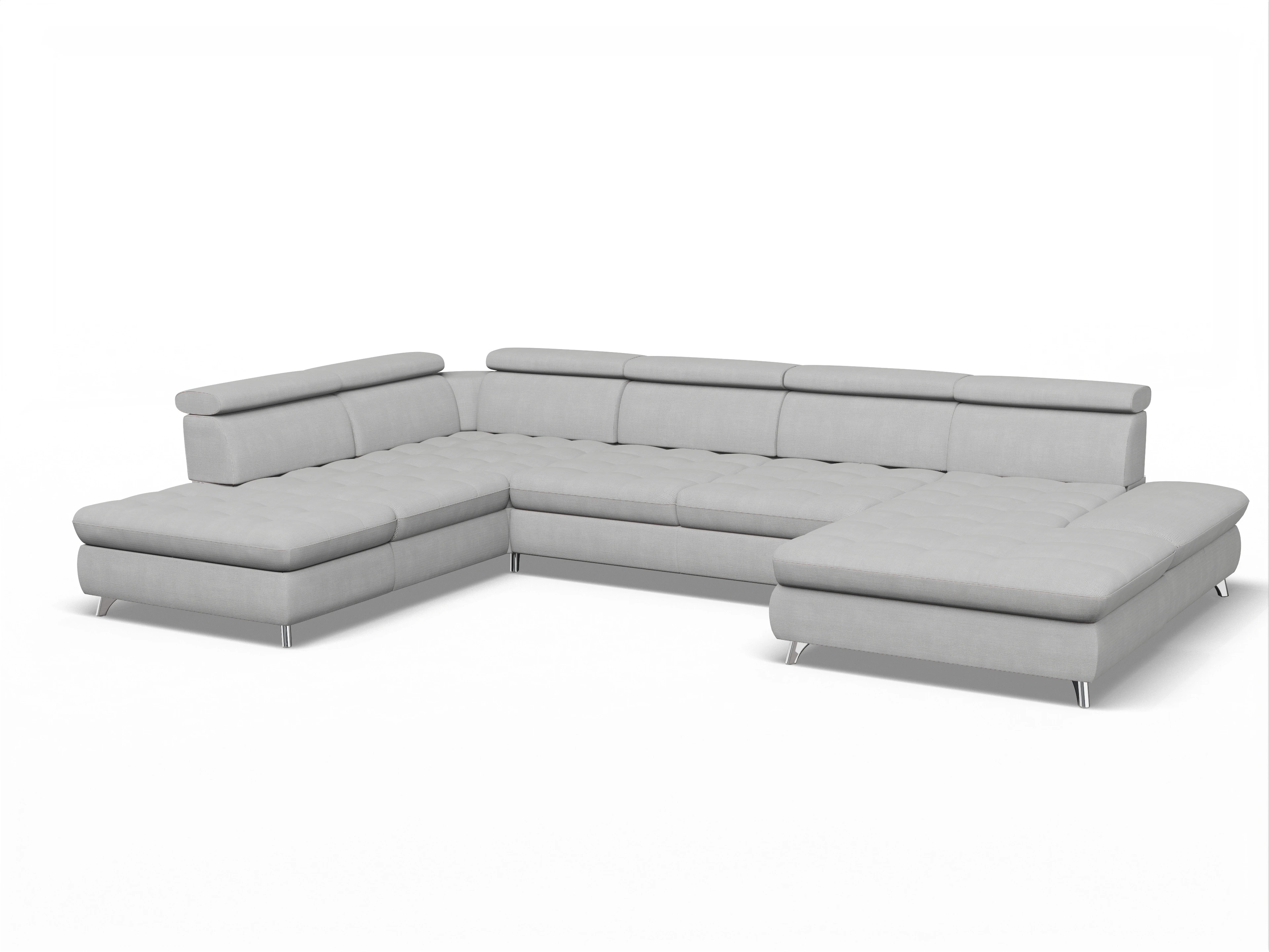 Ansicht des Produktes Memphis Stoff Wohnlandschaft offen beidseitig in Stoff Grau