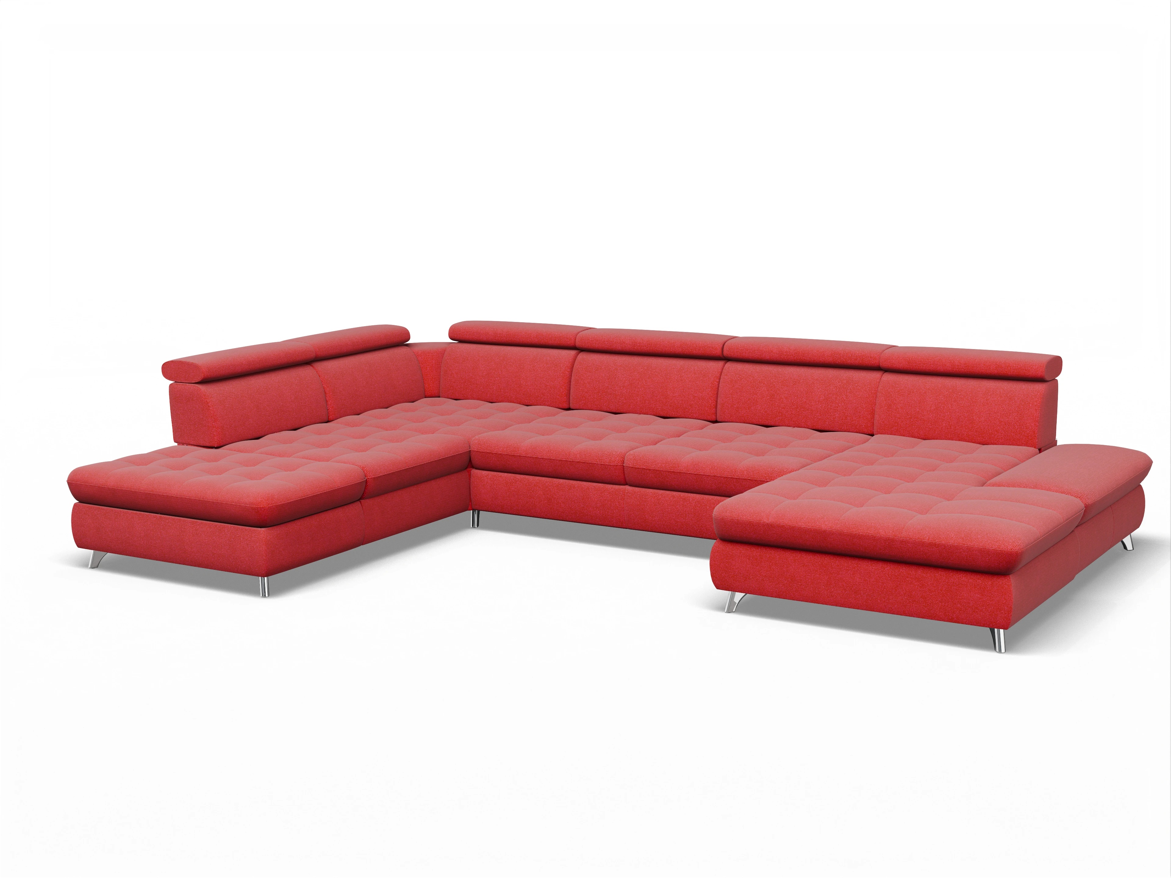 Ansicht des Produktes Memphis Stoff Wohnlandschaft offen beidseitig in Stoff Rot
