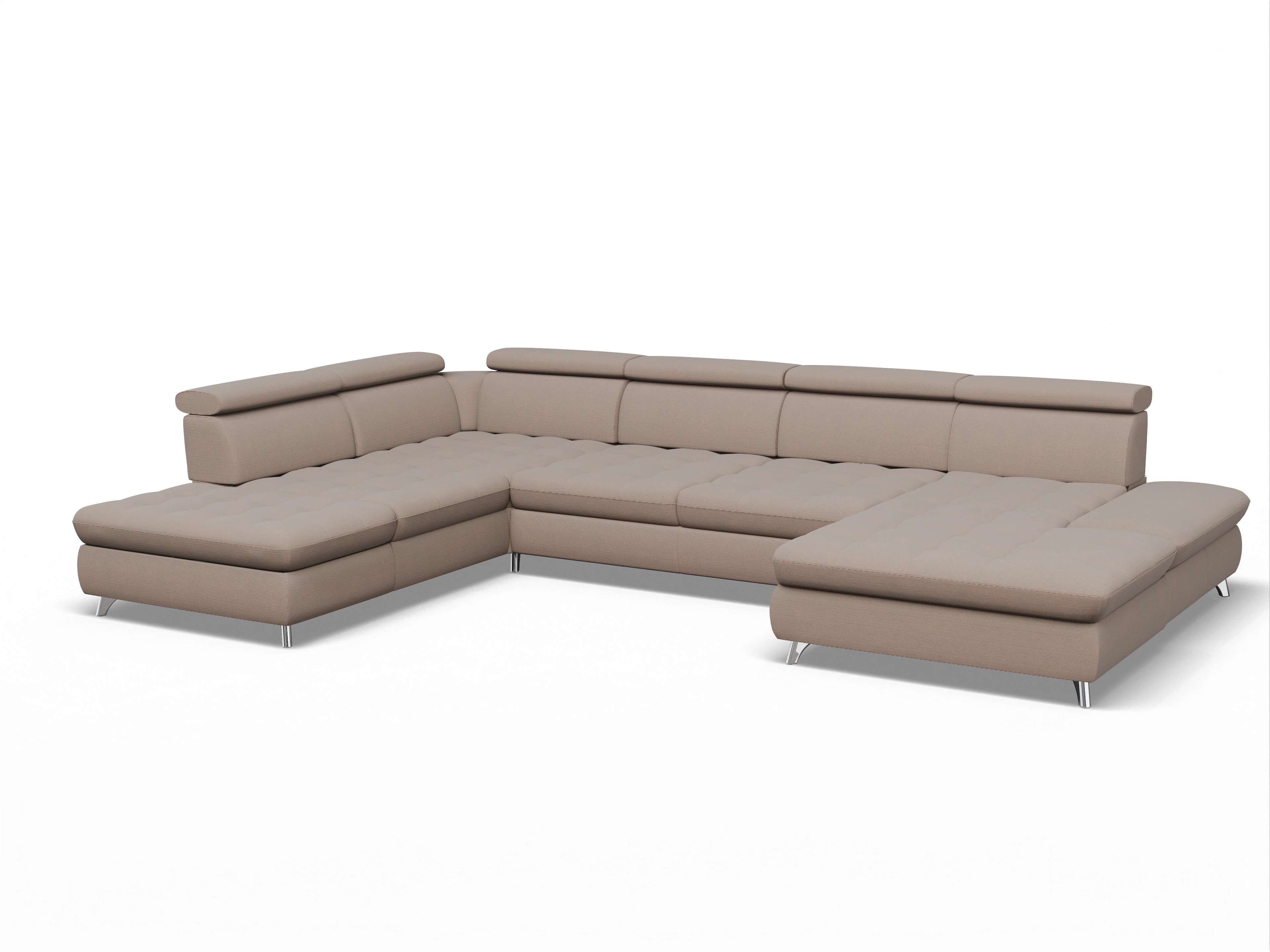 Ansicht des Produktes Memphis Stoff Wohnlandschaft offen beidseitig in Stoff Braun