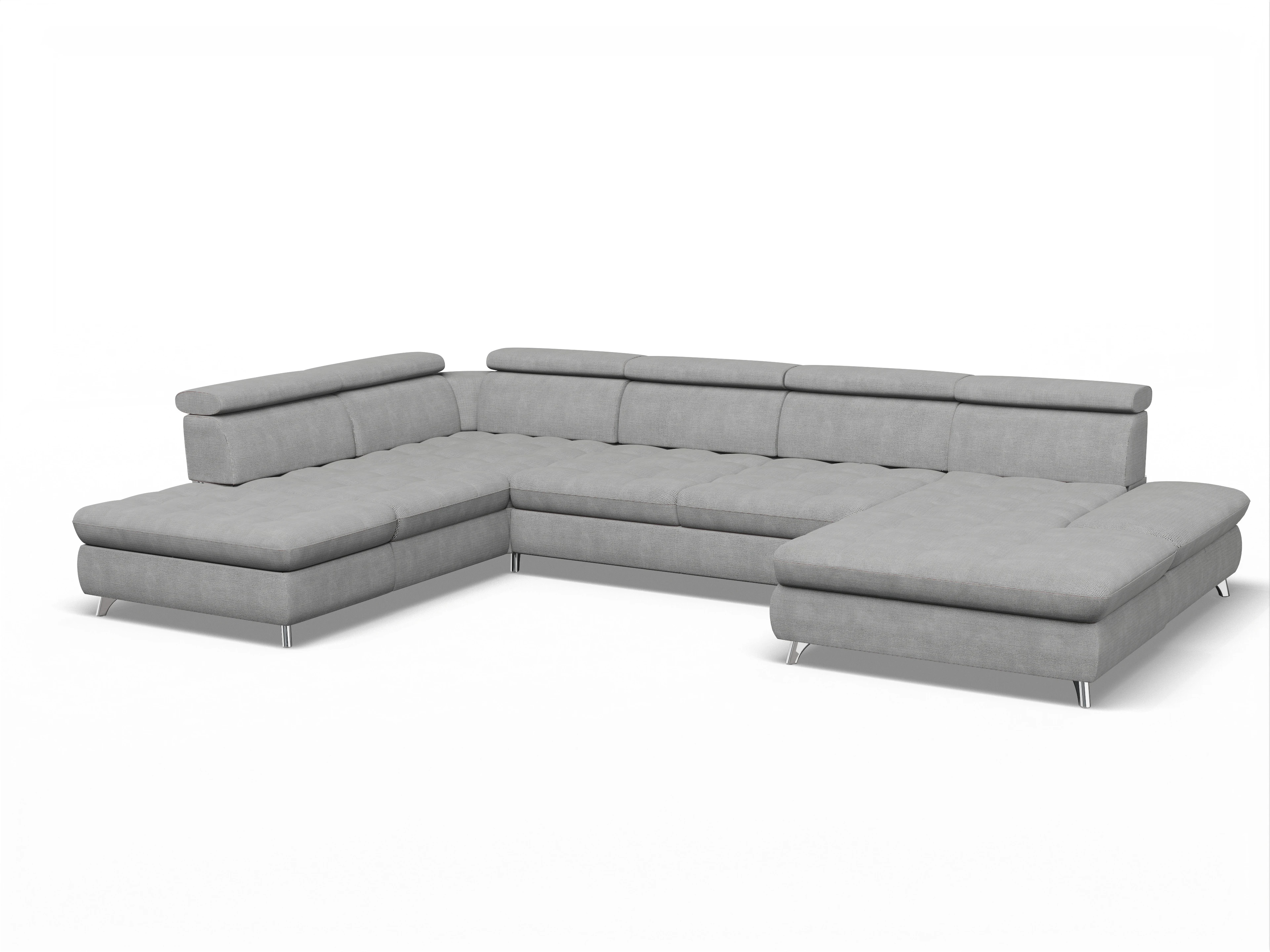 Ansicht des Produktes Memphis Stoff Wohnlandschaft offen beidseitig in Stoff Grau