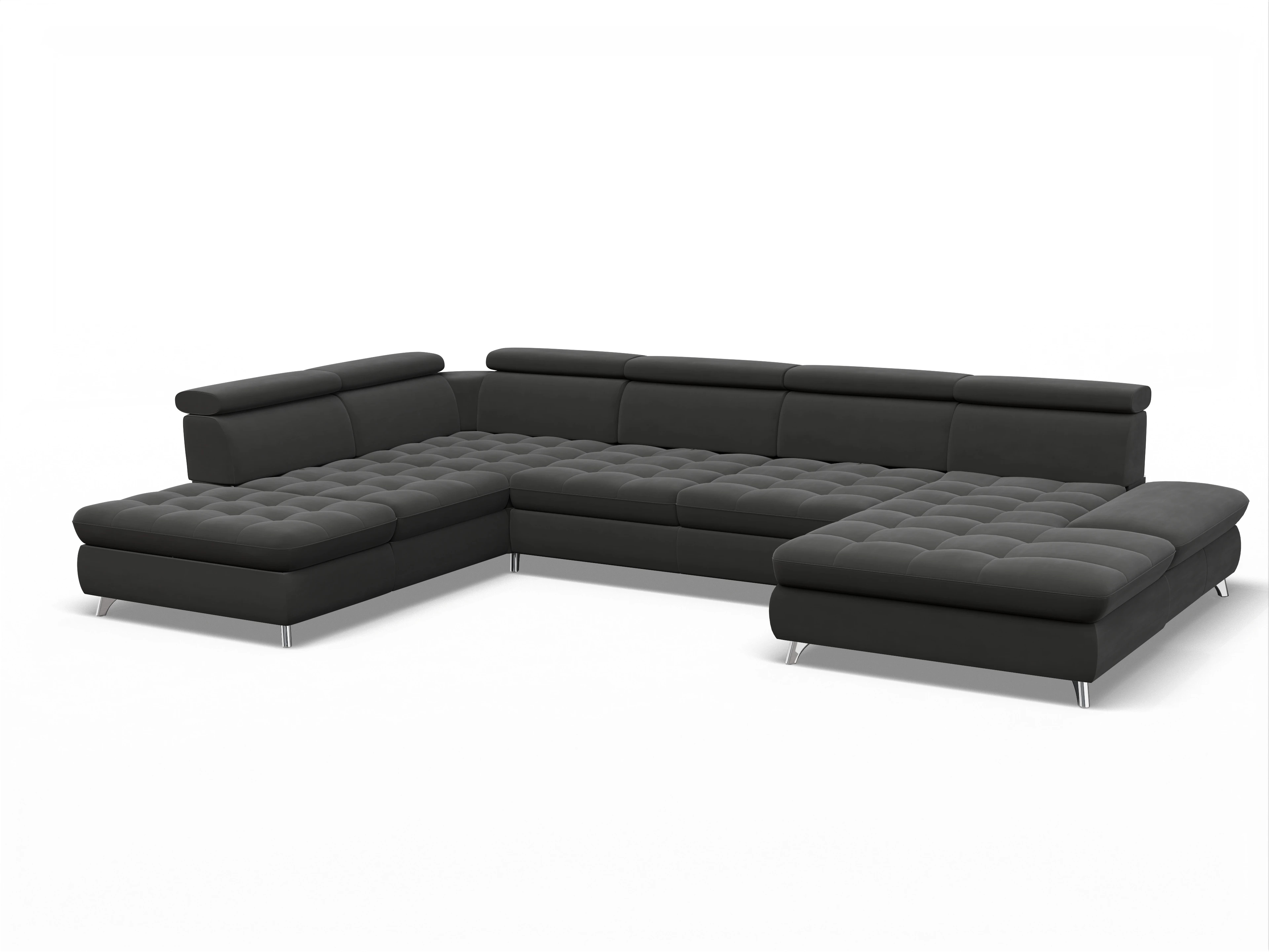 Ansicht des Produktes Memphis Stoff Wohnlandschaft offen beidseitig in Stoff Grau