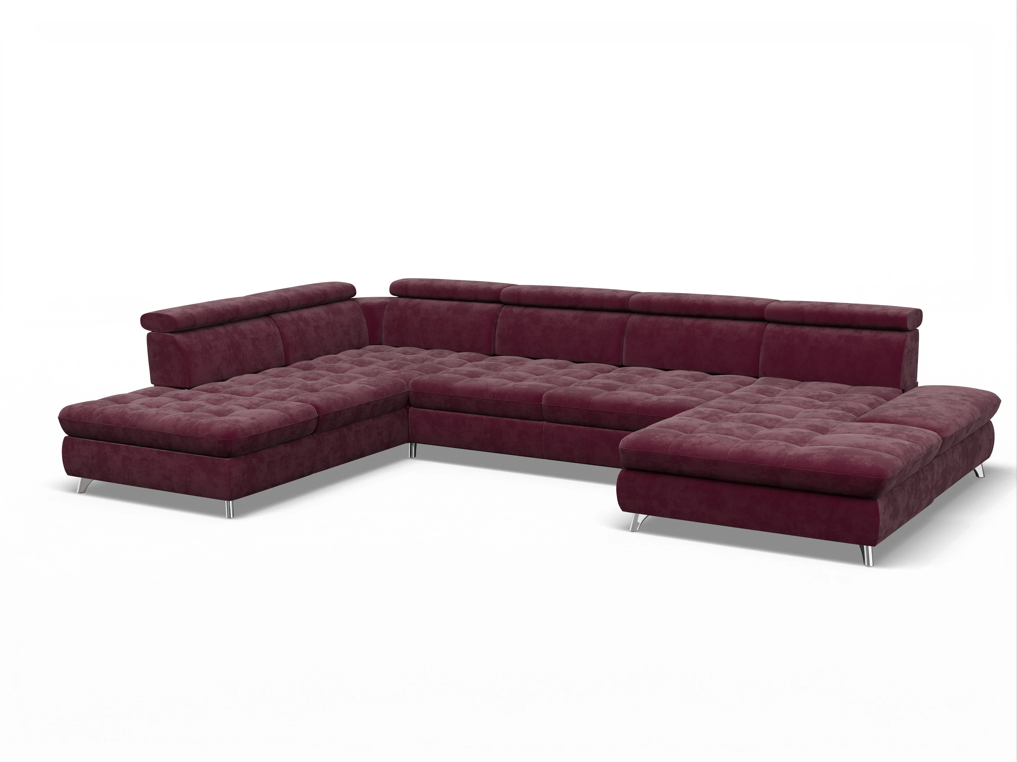 Ansicht des Produktes Memphis Stoff Wohnlandschaft offen beidseitig in Stoff Rot