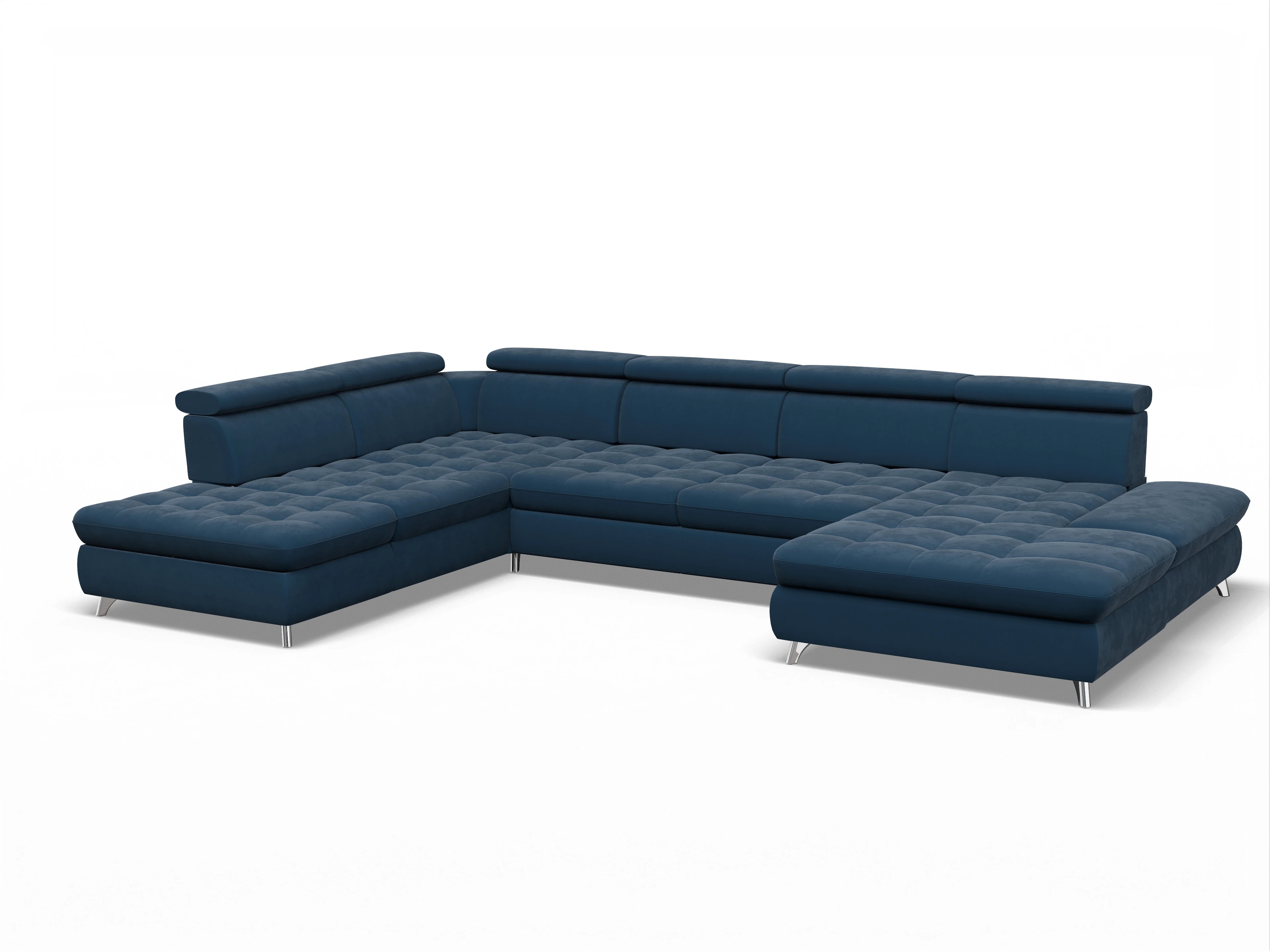 Ansicht des Produktes Memphis Stoff Wohnlandschaft offen beidseitig in Stoff Blau