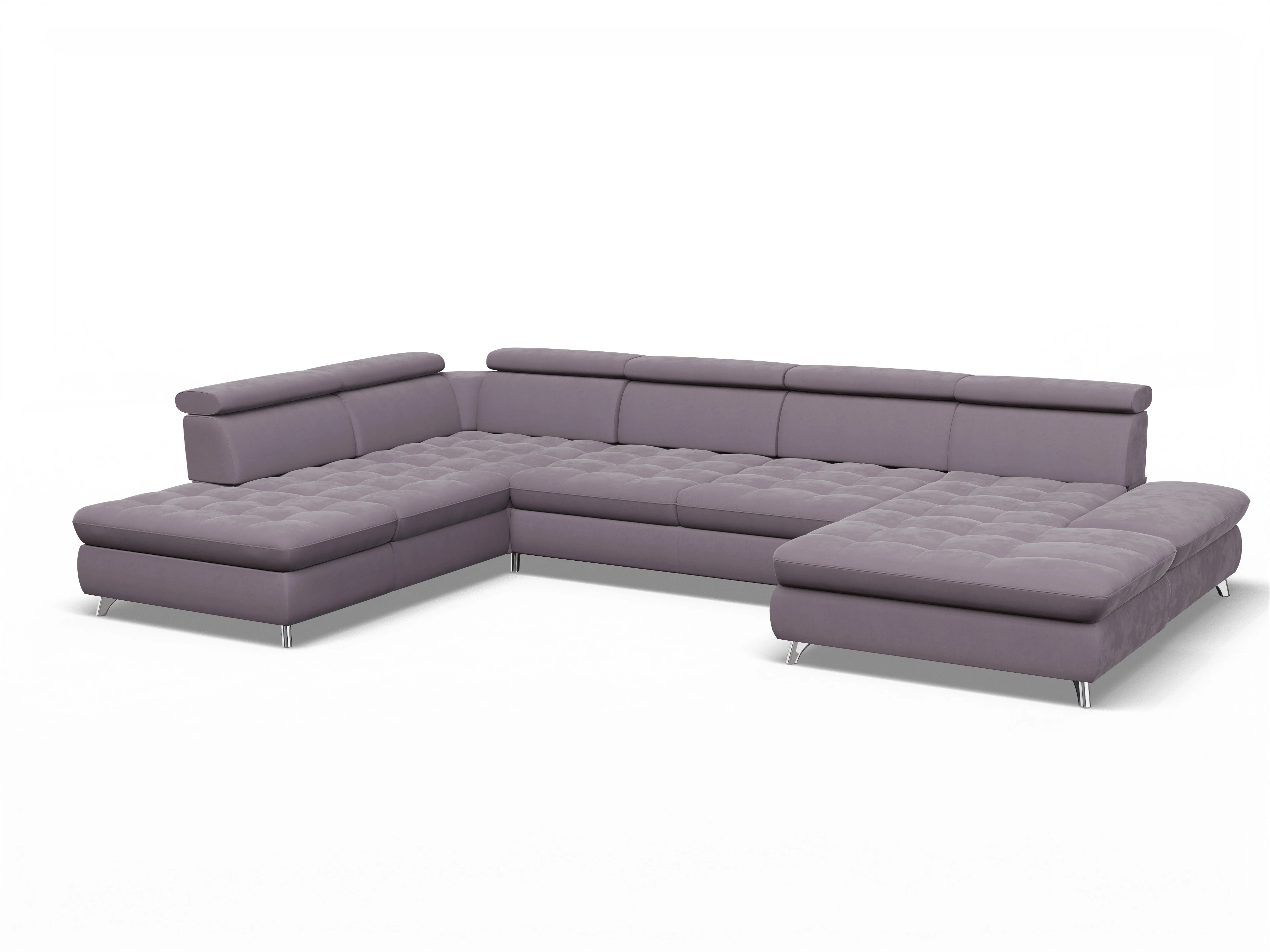 Ansicht des Produktes Memphis Stoff Wohnlandschaft offen beidseitig in Stoff Lila