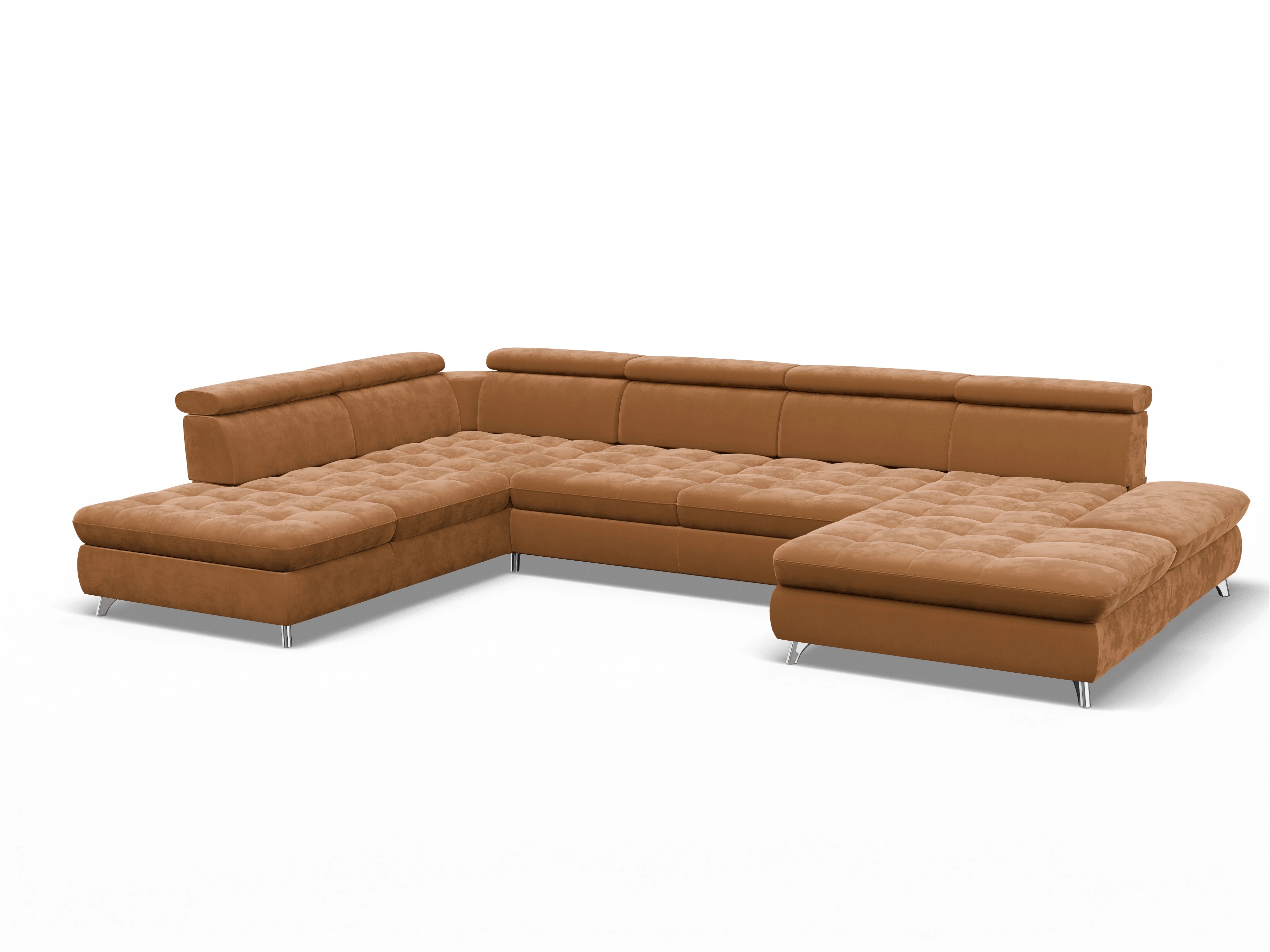 Ansicht des Produktes Memphis Stoff Wohnlandschaft offen beidseitig in Stoff Gelb