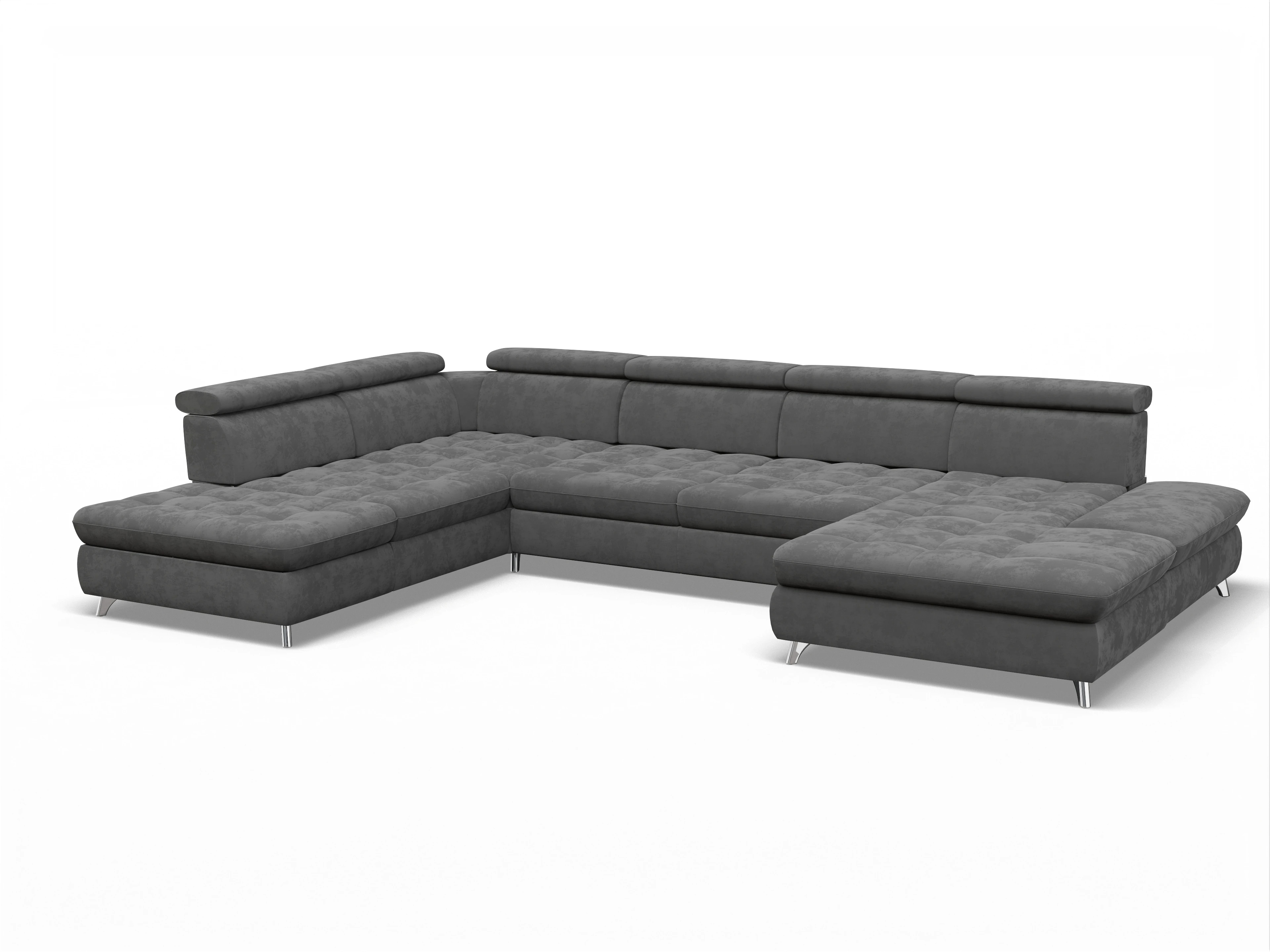 Ansicht des Produktes Memphis Stoff Wohnlandschaft offen beidseitig in Stoff Grau