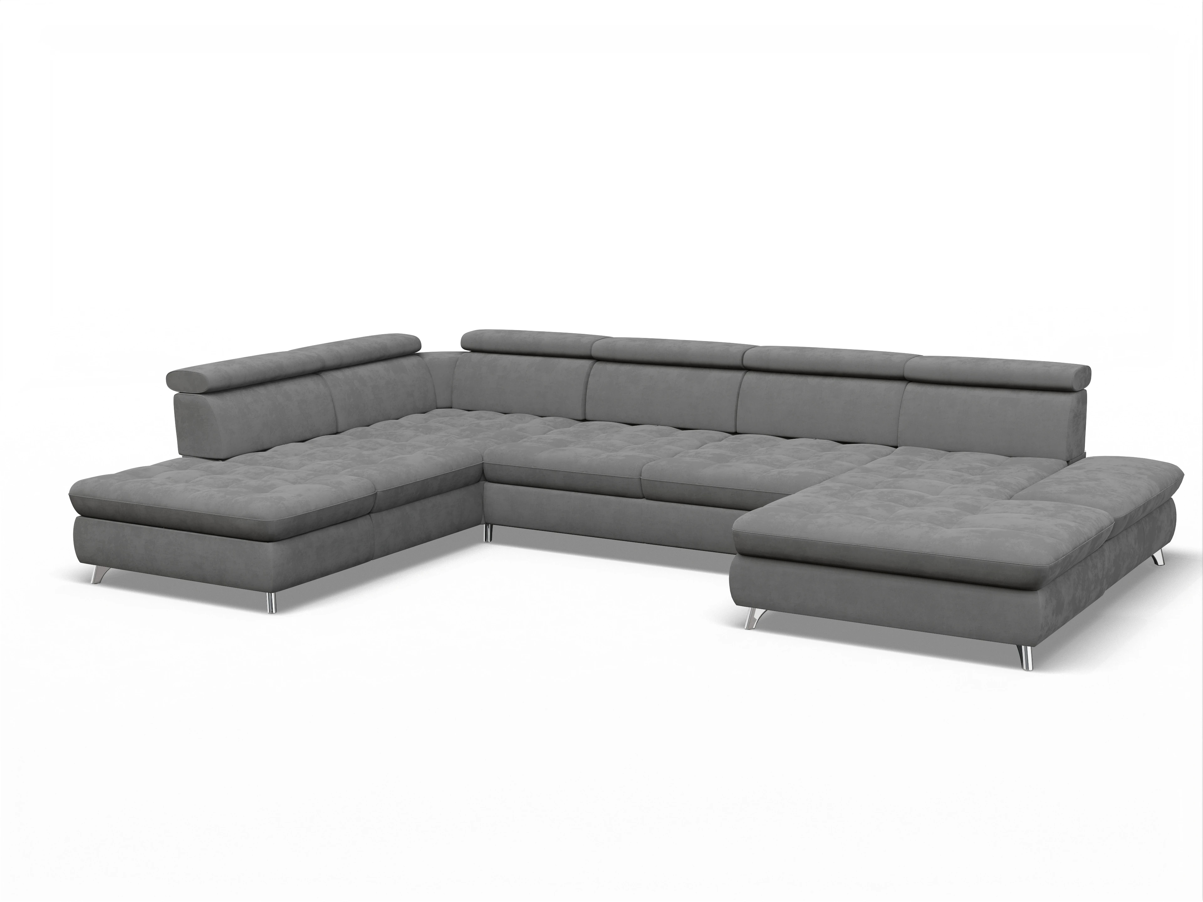 Ansicht des Produktes Memphis Stoff Wohnlandschaft offen beidseitig in Stoff Grau