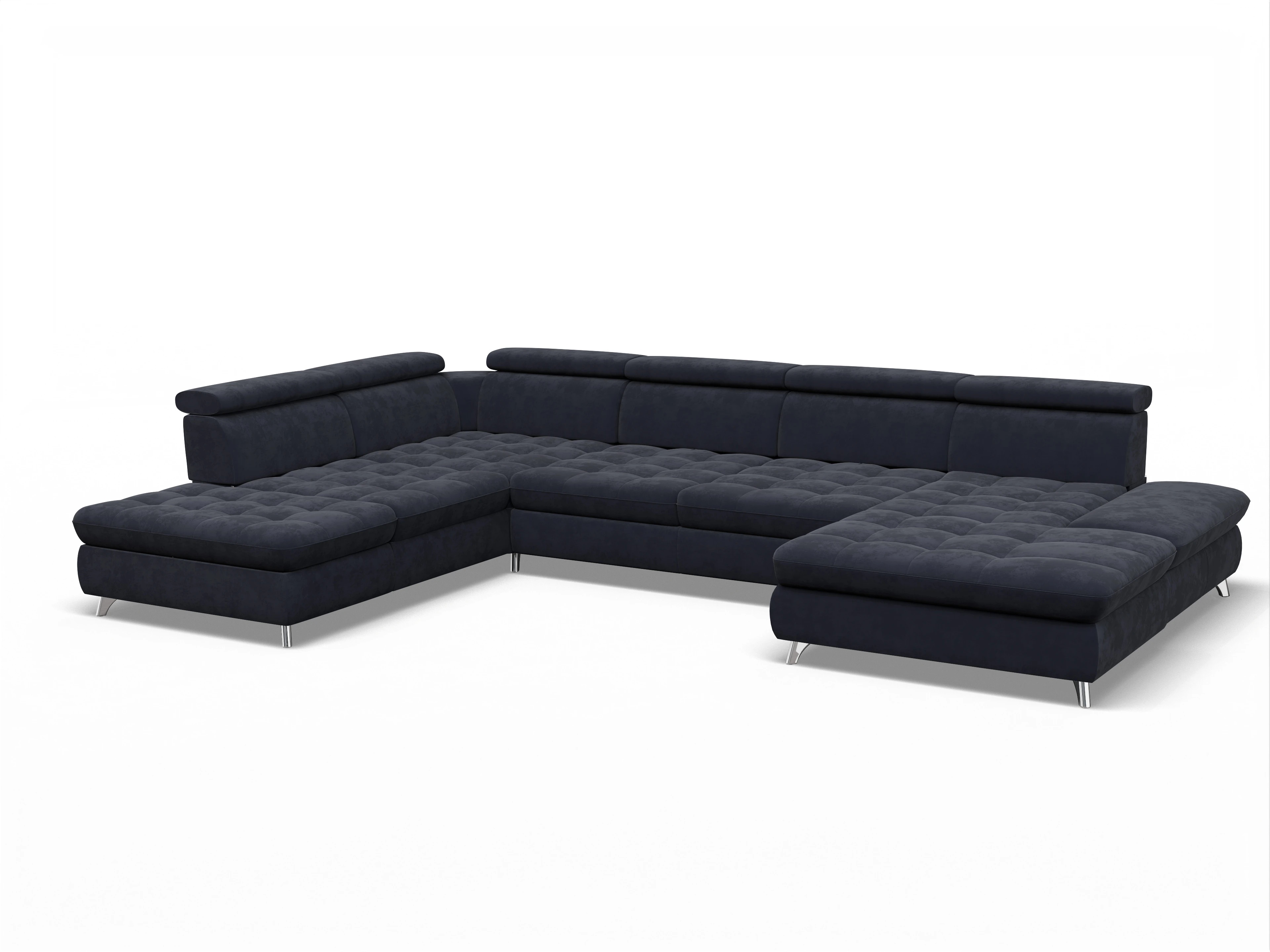 Ansicht des Produktes Memphis Stoff Wohnlandschaft offen beidseitig in Stoff Blau