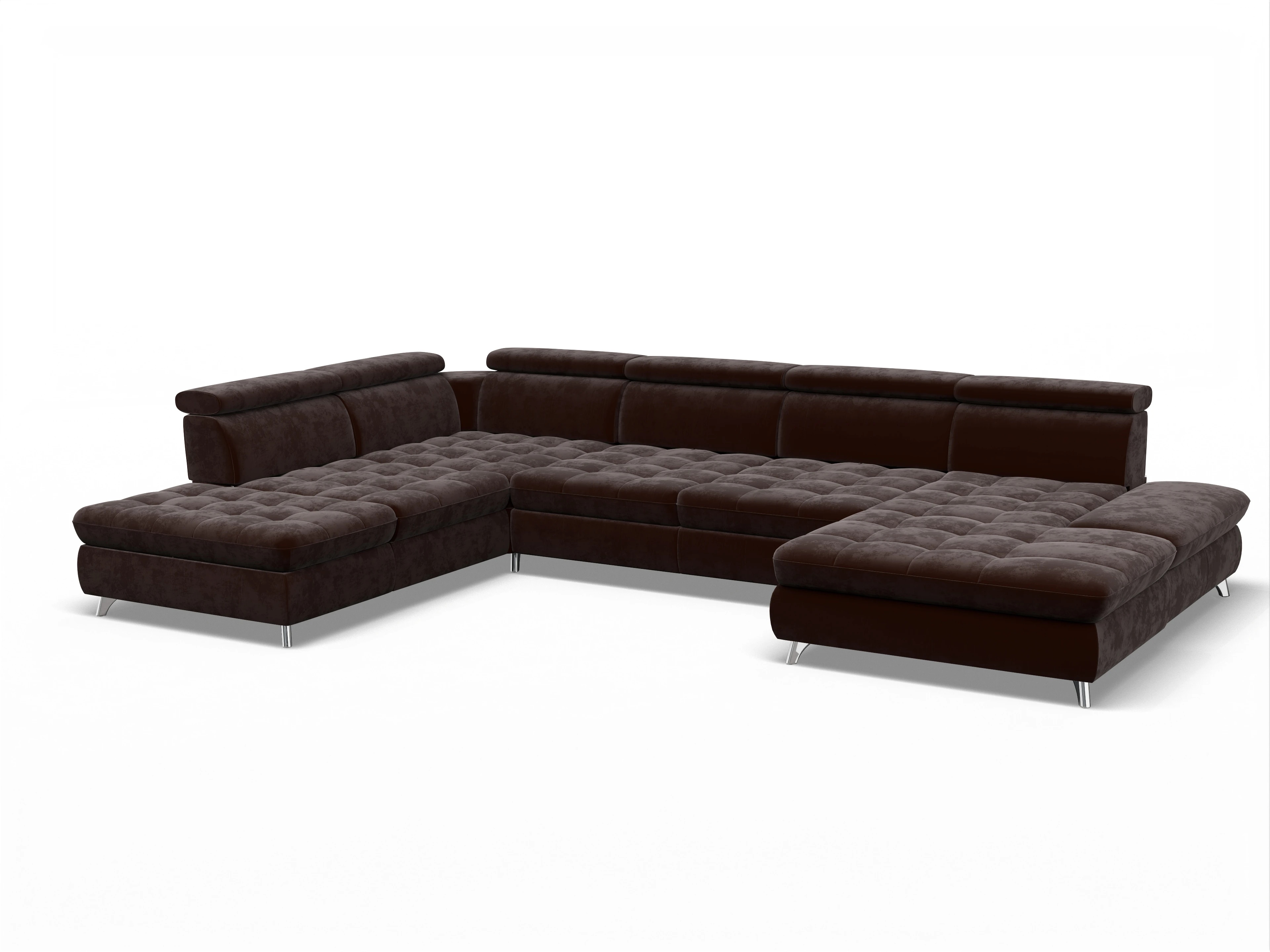 Ansicht des Produktes Memphis Stoff Wohnlandschaft offen beidseitig in Stoff Braun