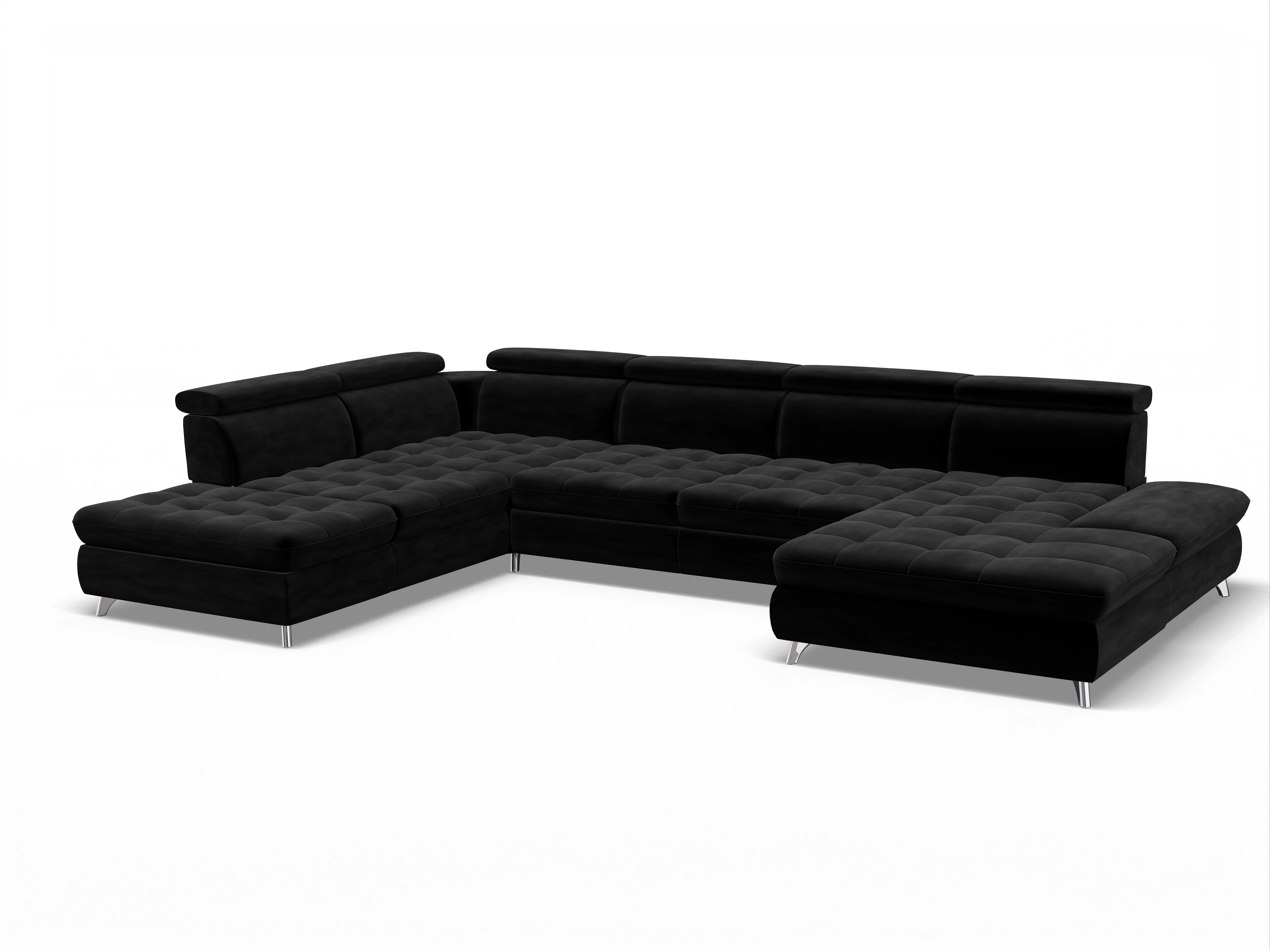 Ansicht des Produktes Memphis Stoff Wohnlandschaft offen beidseitig in Stoff Schwarz