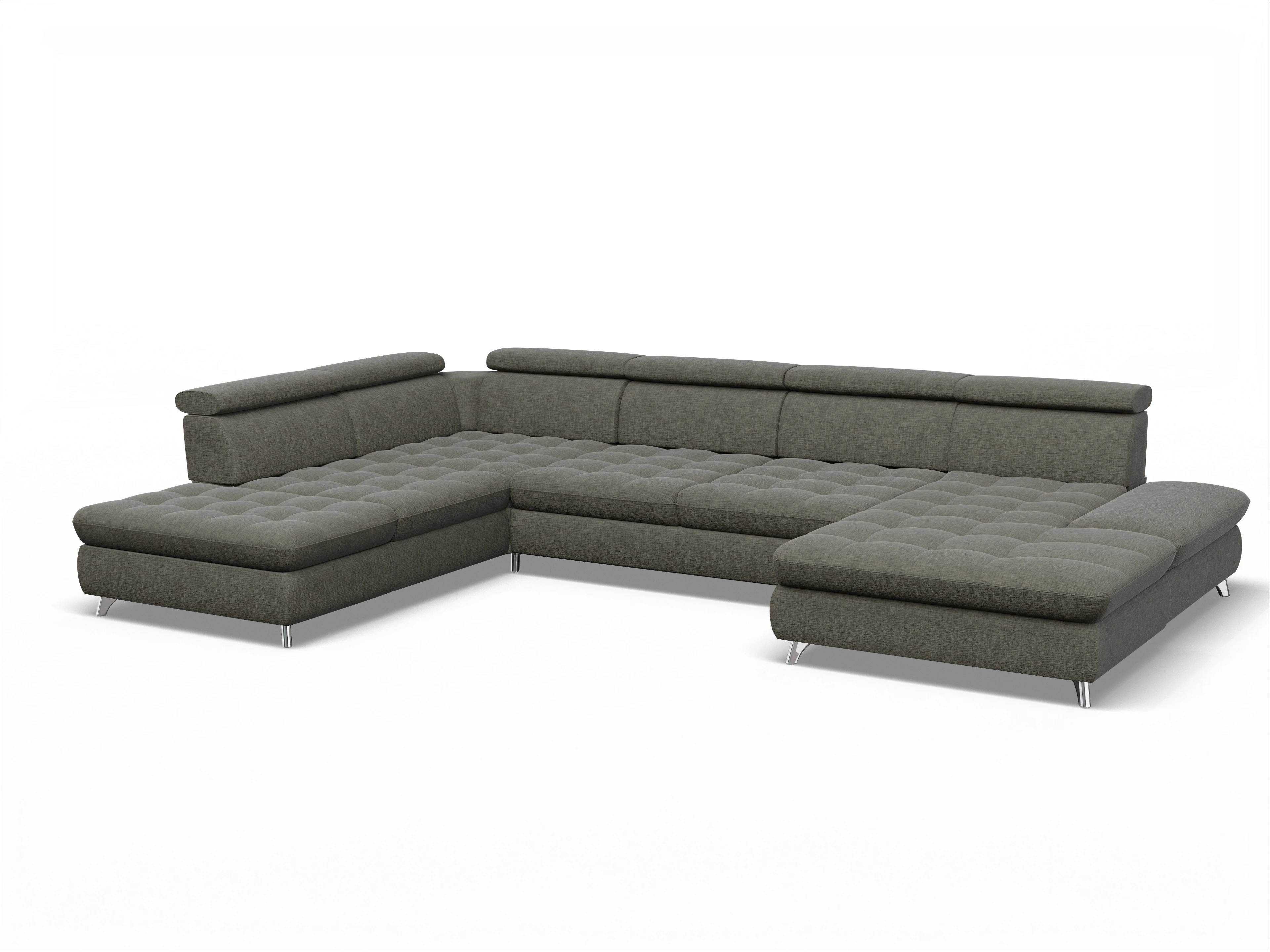 Ansicht des Produktes Memphis Stoff Wohnlandschaft offen beidseitig in Stoff Braun