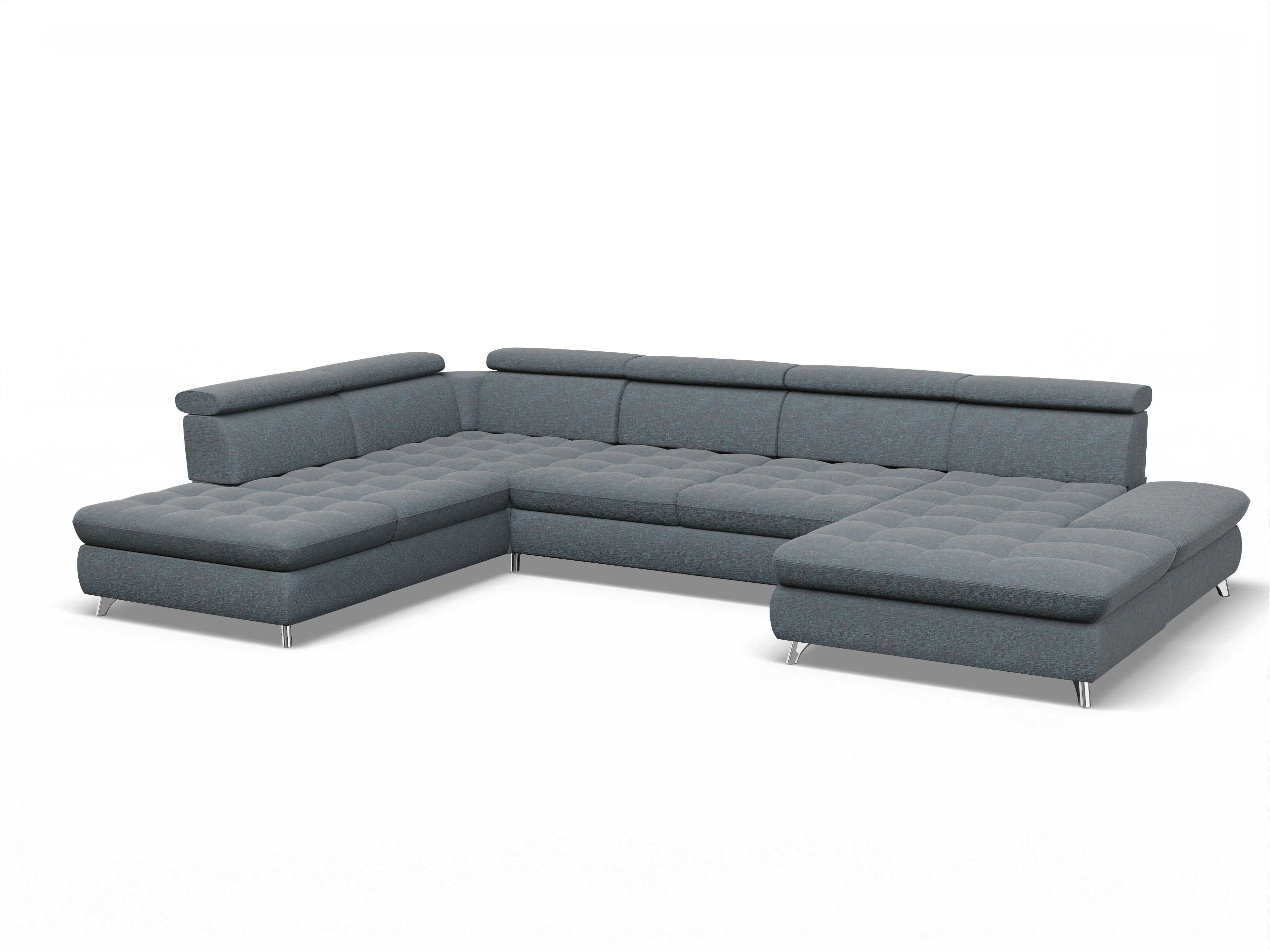 Ansicht des Produktes Memphis Stoff Wohnlandschaft offen beidseitig in Stoff Grau