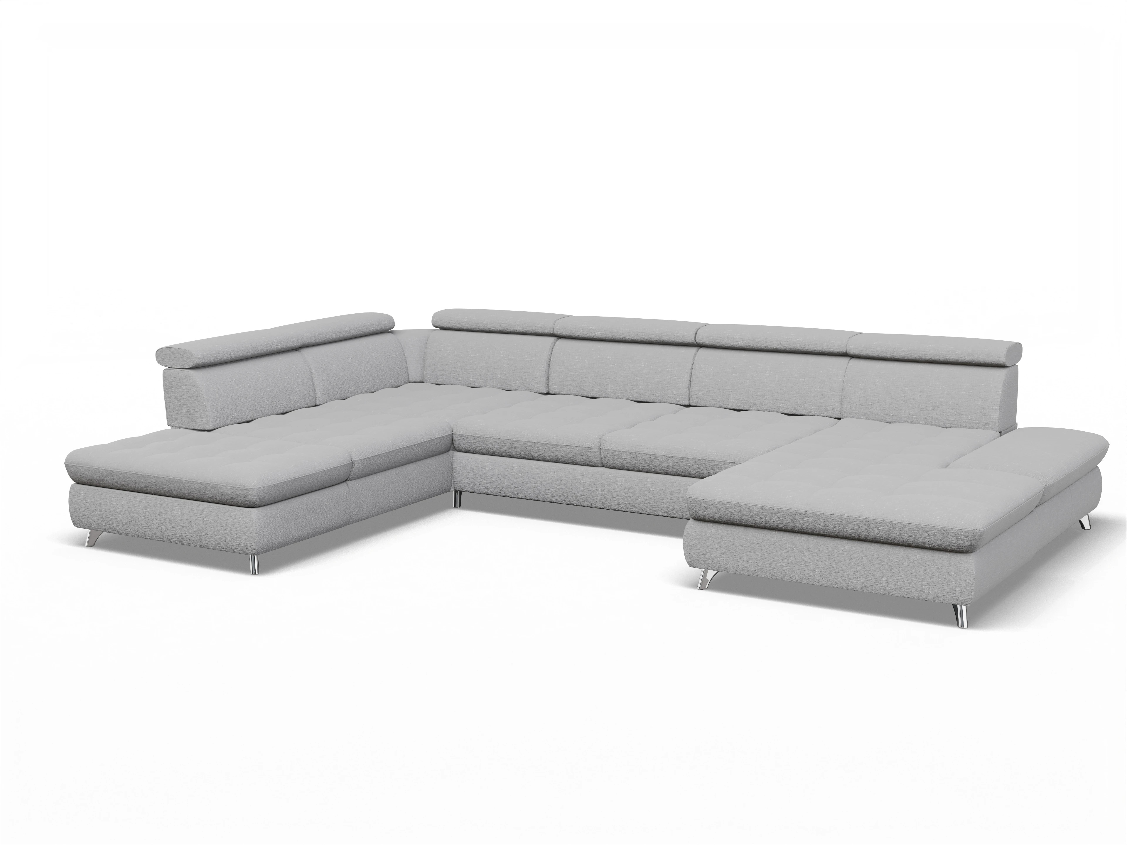 Ansicht des Produktes Memphis Stoff Wohnlandschaft offen beidseitig in Stoff Grau