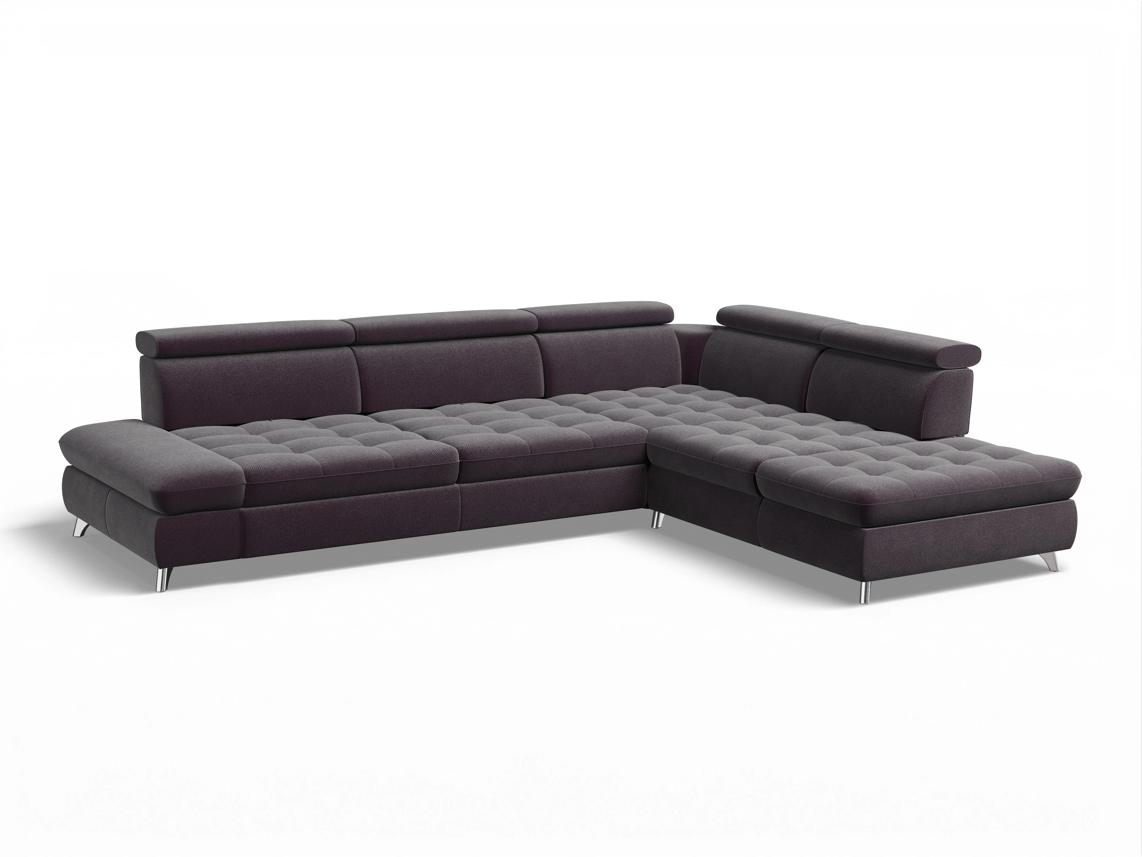 Ansicht des Produktes Memphis Stoff Ecksofa rechts Abschluss offen in Stoff Rot