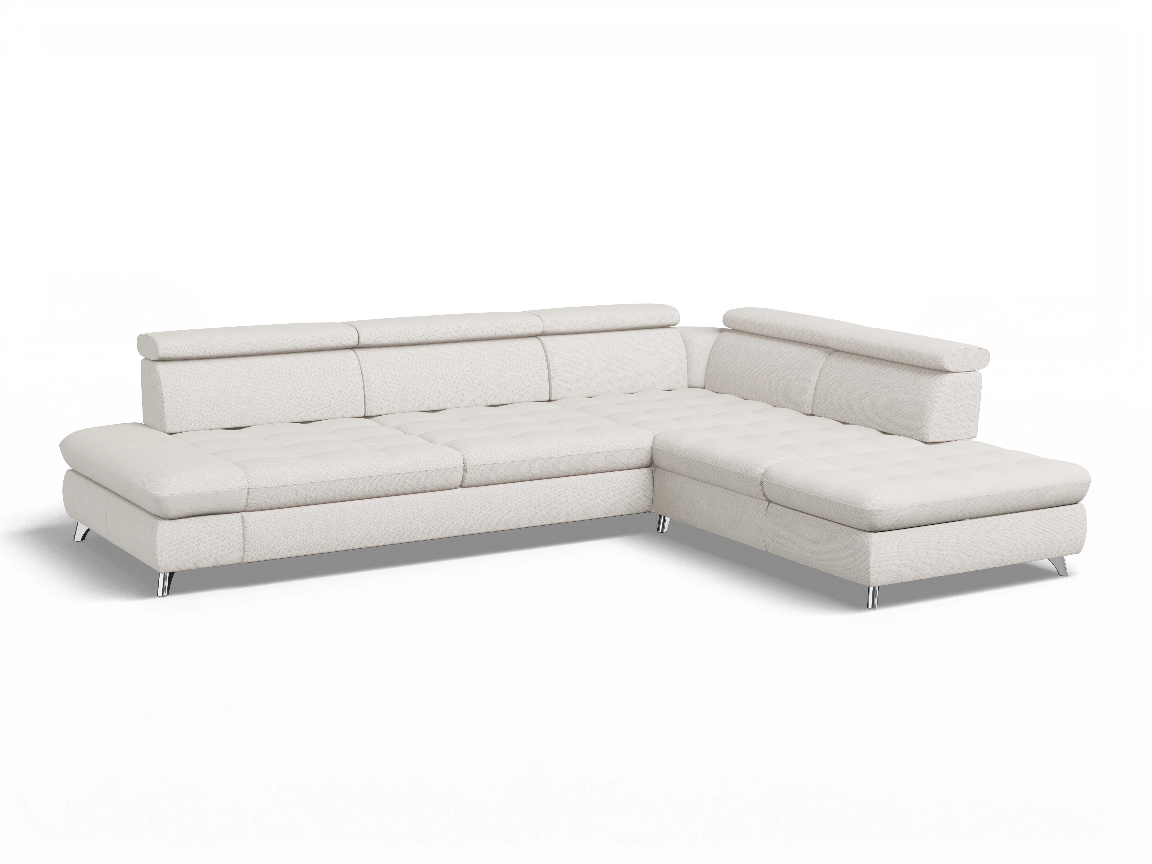 Ansicht des Produktes Memphis Stoff Ecksofa rechts Abschluss offen in Stoff Beige