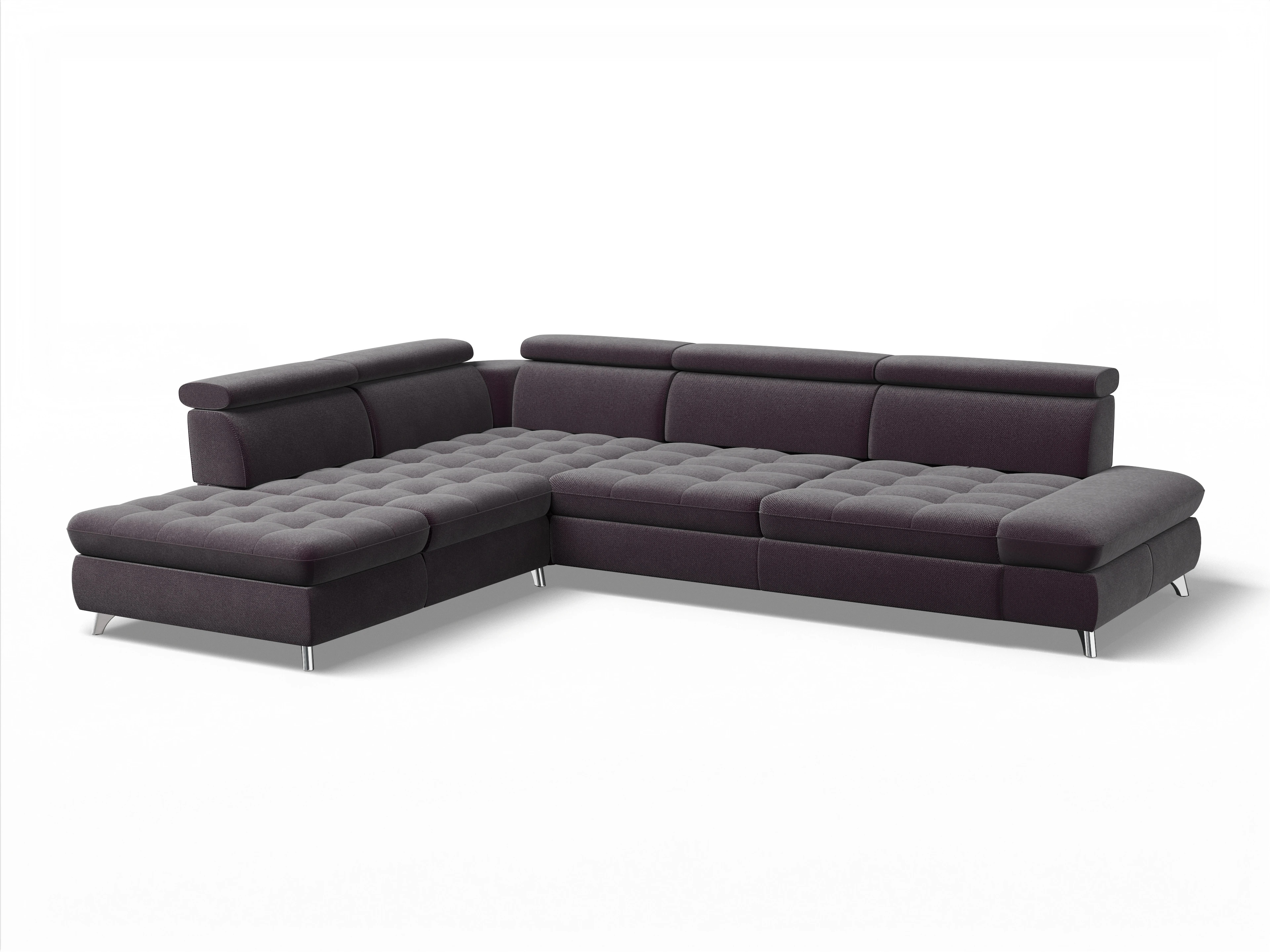 Ansicht des Produktes Memphis Stoff Ecksofa links Abschluss offen in Stoff Rot