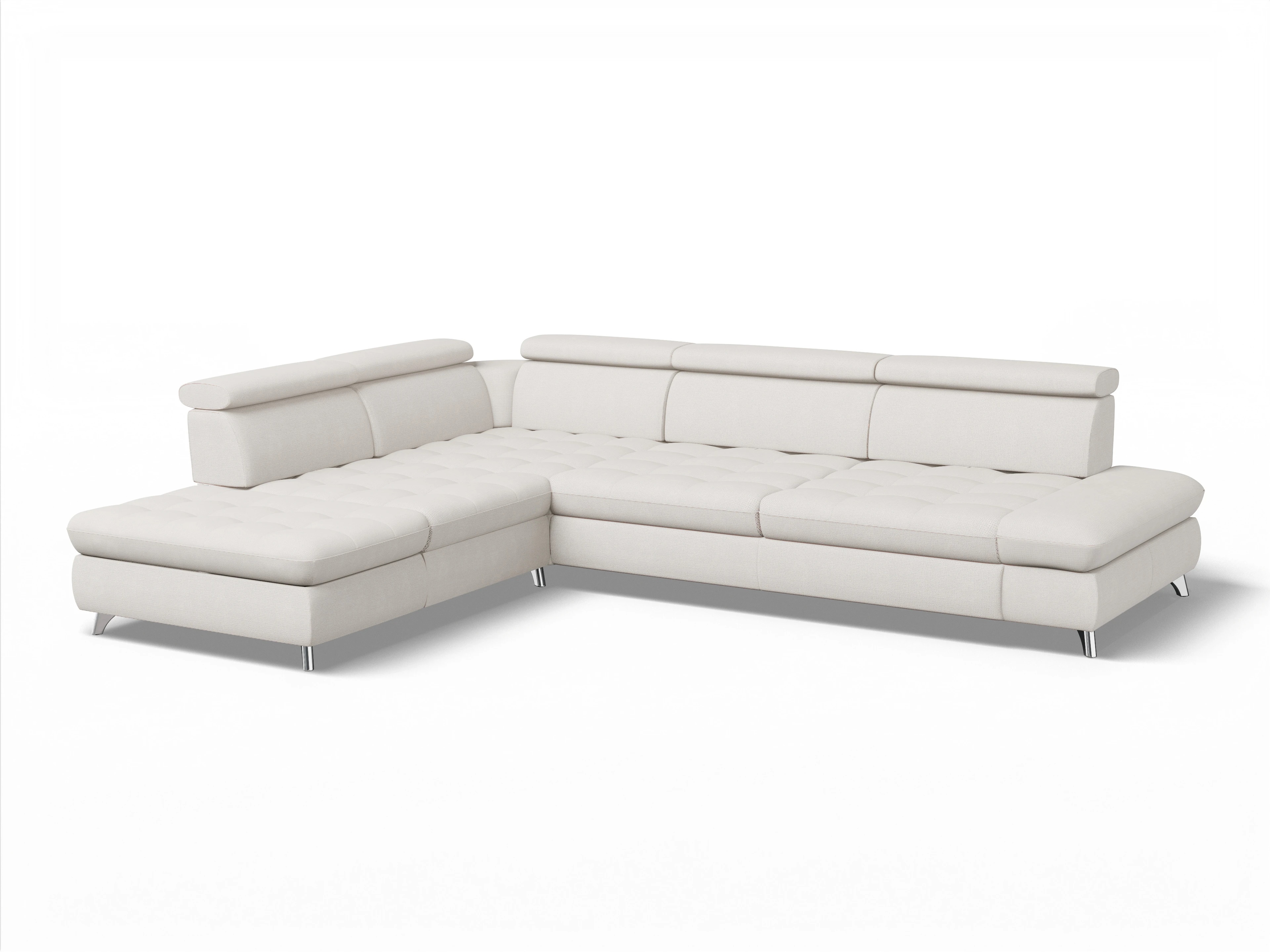Ansicht des Produktes Memphis Stoff Ecksofa links Abschluss offen in Stoff Beige
