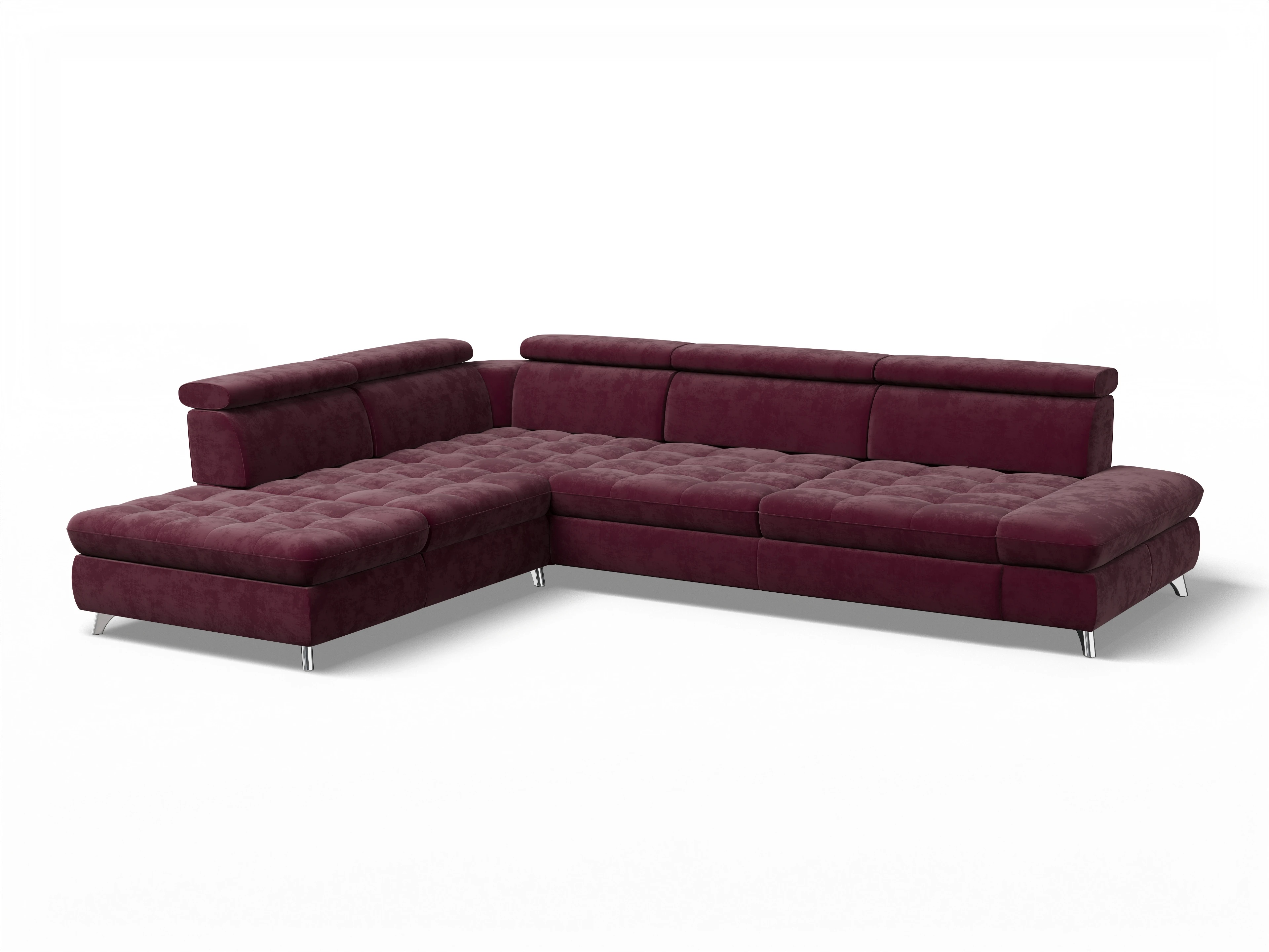 Ansicht des Produktes Memphis Stoff Ecksofa links Abschluss offen in Stoff Rot