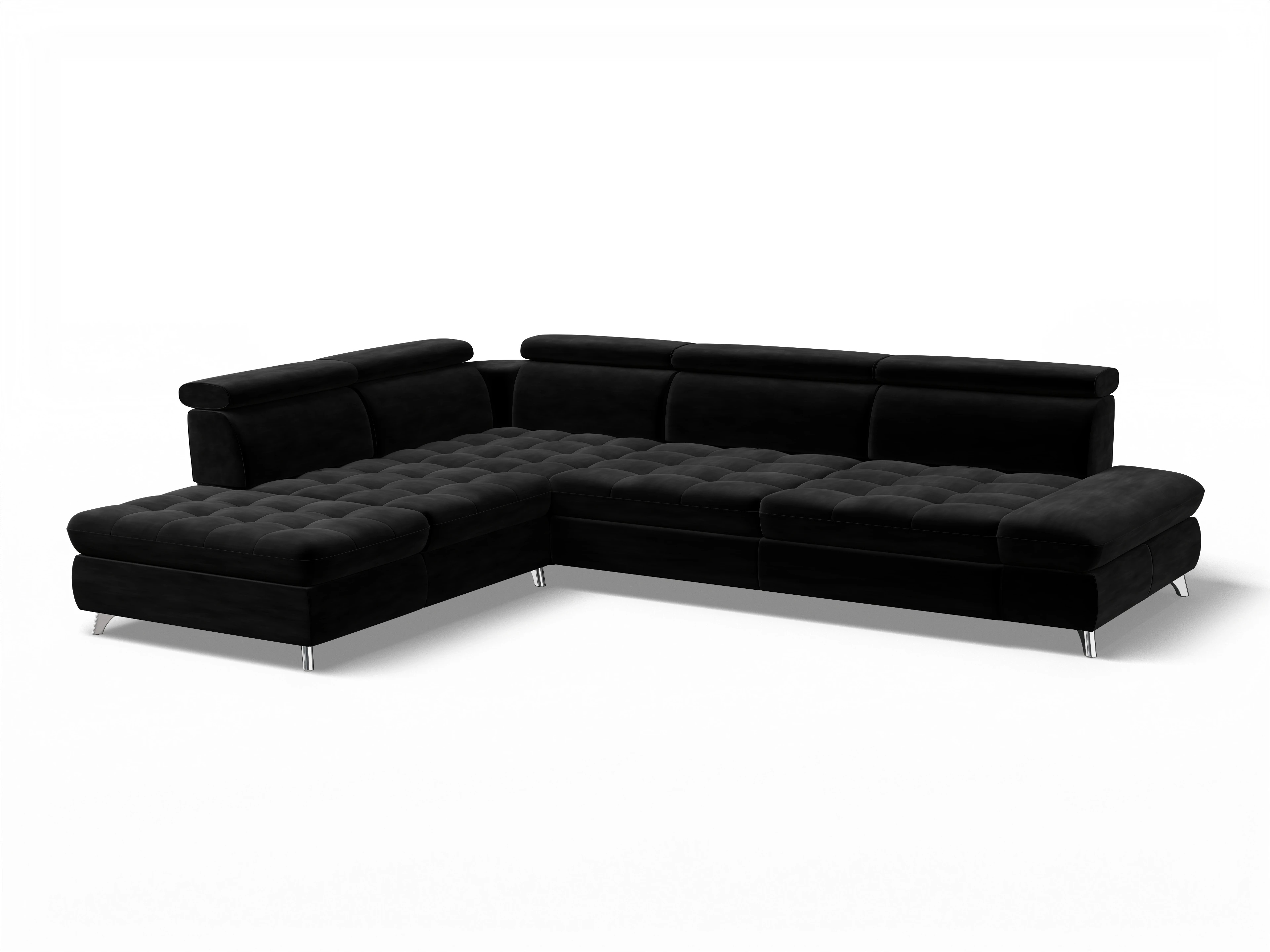 Ansicht des Produktes Memphis Stoff Ecksofa links Abschluss offen in Stoff Schwarz